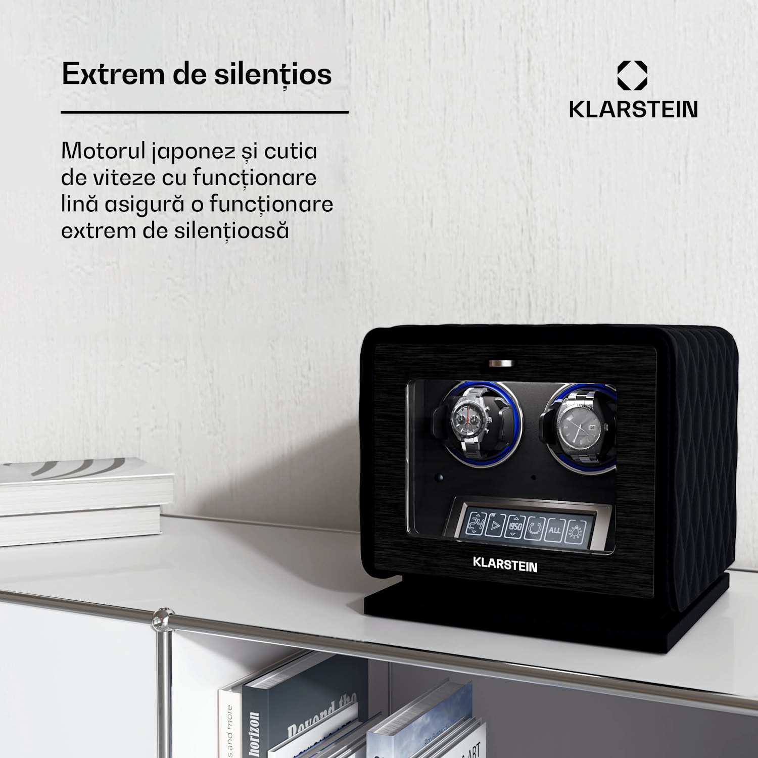 LuminousTime aparat de întors ceasuri| 2 ceasuri, multiple setări, LED, 10 dB 2 watches | Negru