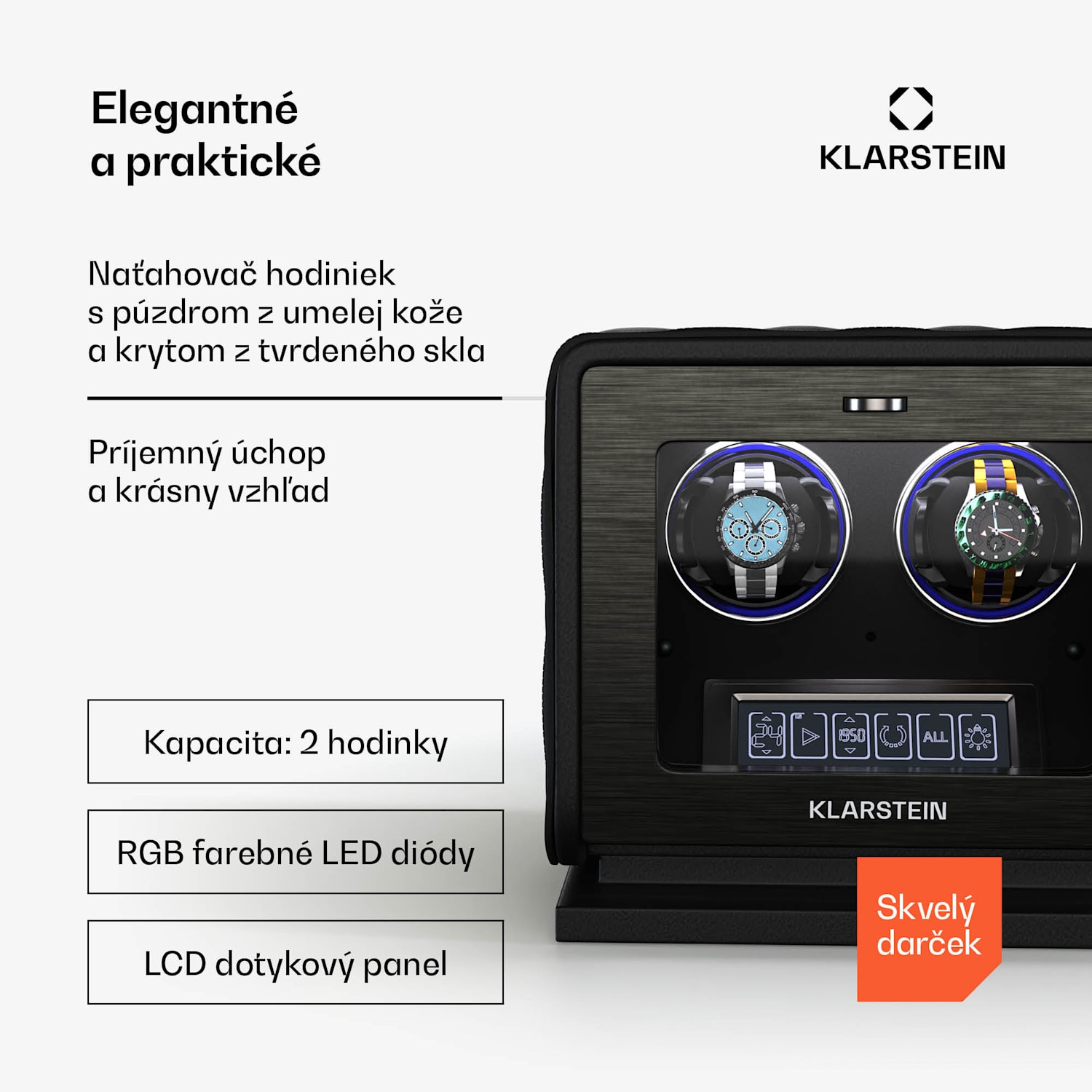 LuminousTime naťahovač hodiniek, 2 hodinky, mnoho nastavení, LED, 10 dB 2 hodinky | Čierna