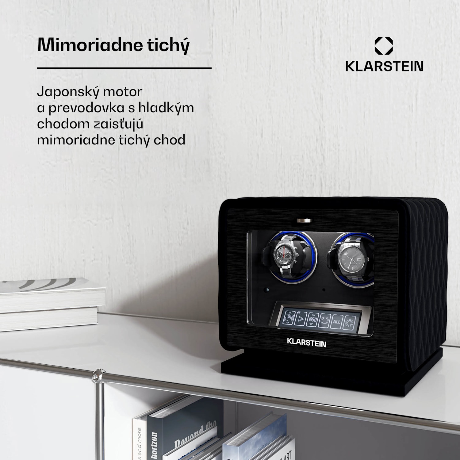 LuminousTime naťahovač hodiniek, 2 hodinky, mnoho nastavení, LED, 10 dB 2 hodinky | Čierna