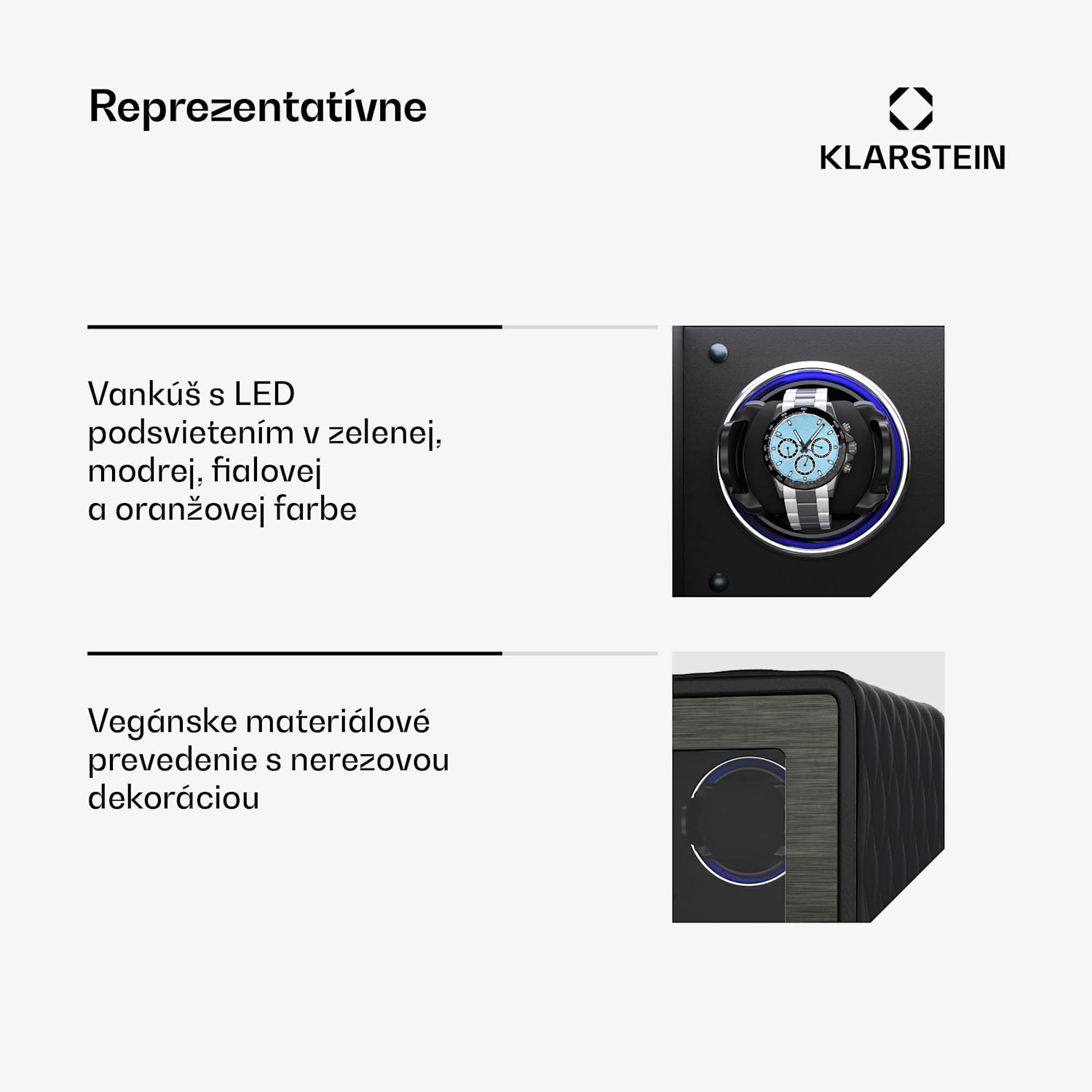 LuminousTime naťahovač hodiniek, 2 hodinky, mnoho nastavení, LED, 10 dB 2 hodinky | Čierna