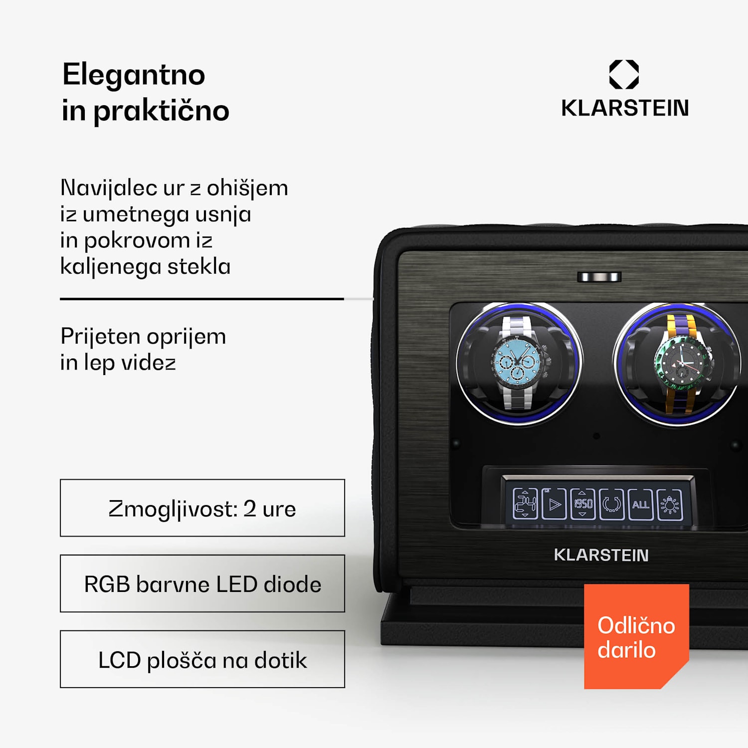 LuminousTime navijalnik za ure, 2 uri, številne nastavitve, LED, 10 dB 2 watches | Črna