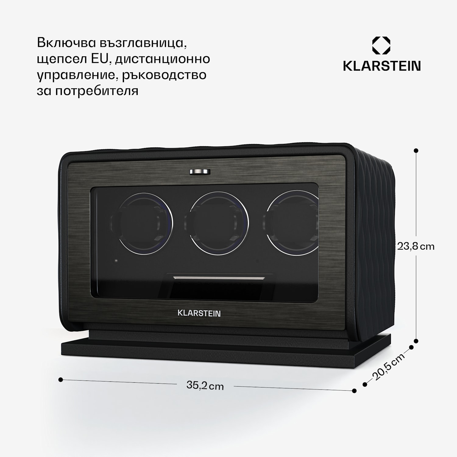 LuminousTime навивач за часовници, 3 часовника, много настройки, LED, 10 dB 3 часовника | Черно
