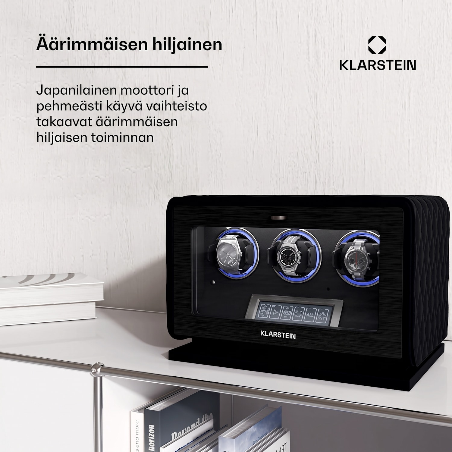 LuminousTime-kellonpyöritin | 3 kelloa | useita asetuksia | LED | 10 dB 3 kelloa | Musta