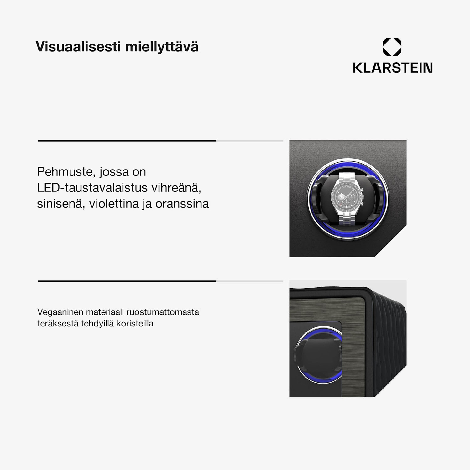 LuminousTime-kellonpyöritin | 3 kelloa | useita asetuksia | LED | 10 dB 3 kelloa | Musta