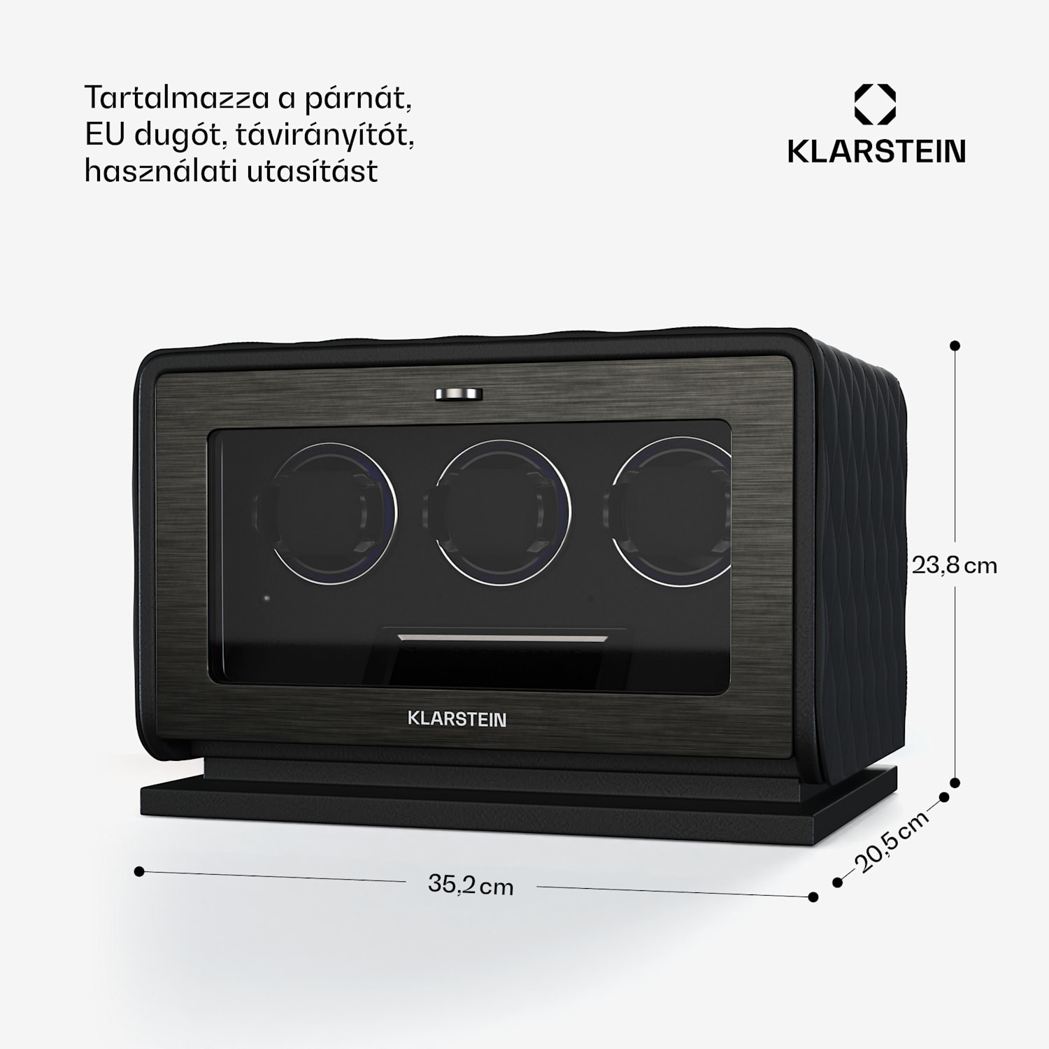LuminousTime órafelhúzó, 3 óra, sok beállítás, LED, 10 dB 3 óra | Fekete