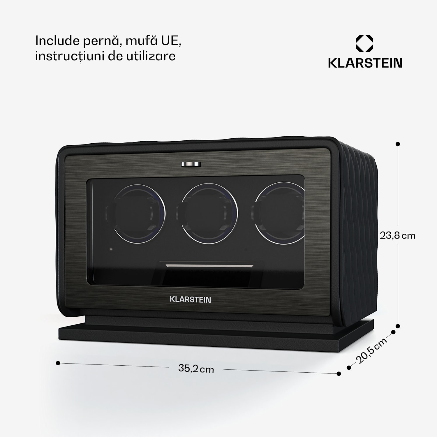 LuminousTime aparat de întors ceasuri| 3 ceasuri, multiple setări, LED, 10 dB 3 ceasuri | Negru