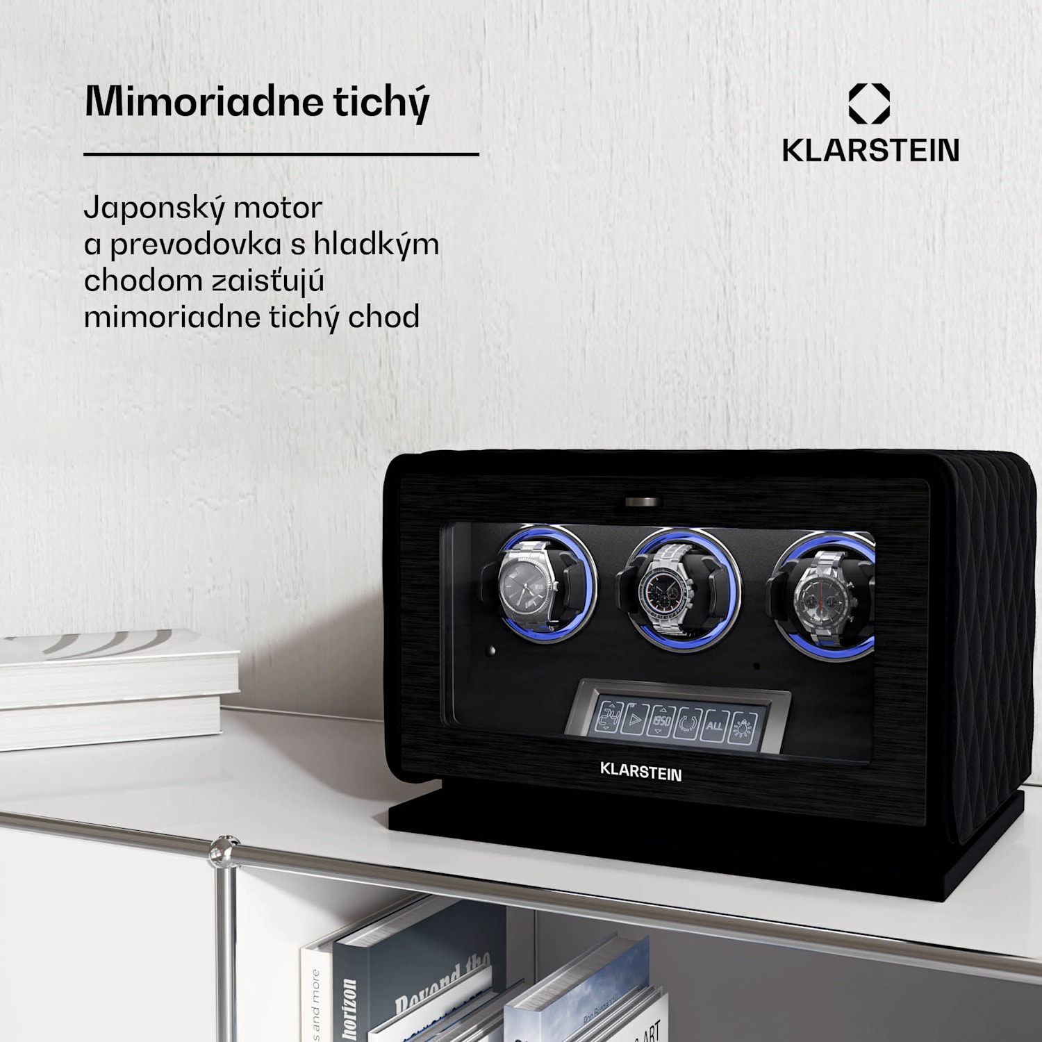 LuminousTime naťahovač hodiniek, 3 hodinky, mnoho nastavení, LED, 10 dB 3 hodiny | Čierna