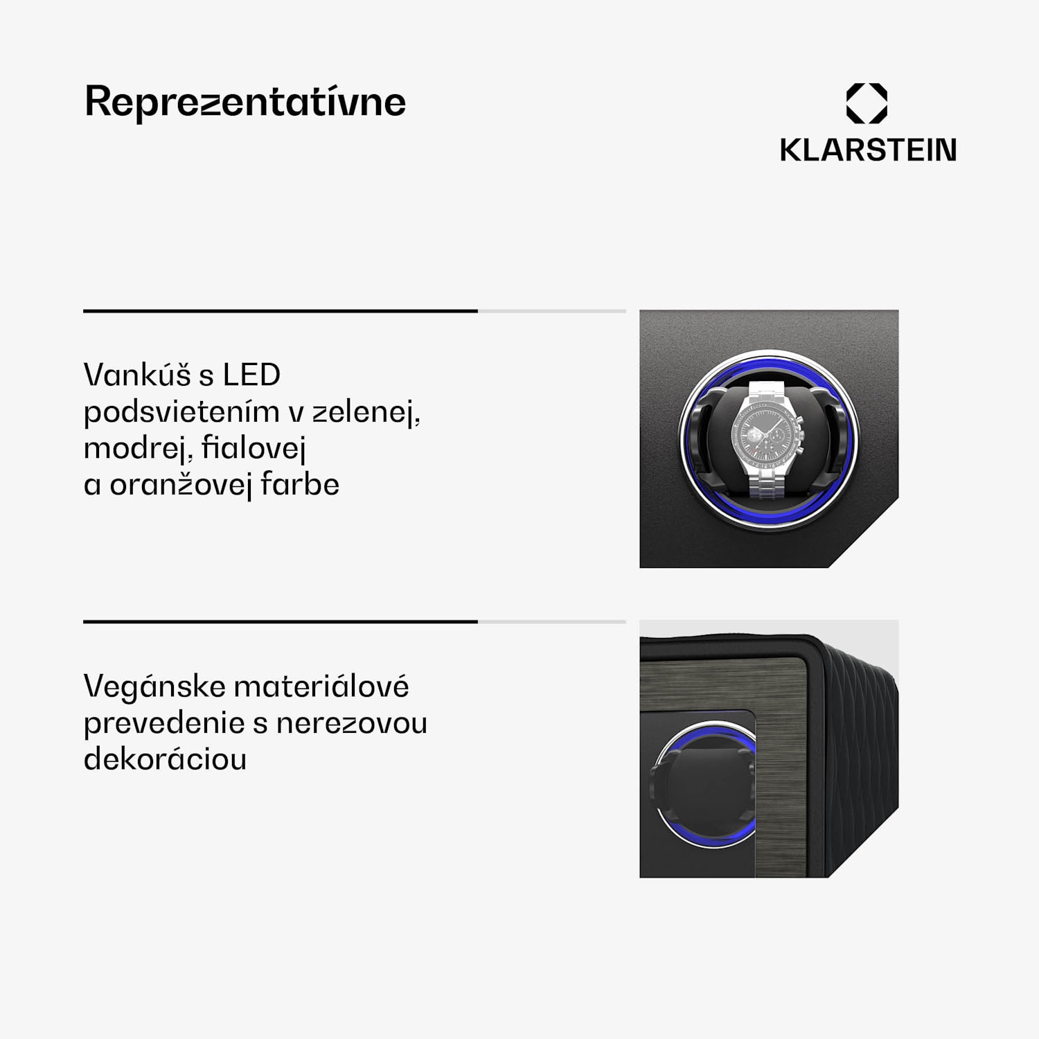 LuminousTime naťahovač hodiniek, 3 hodinky, mnoho nastavení, LED, 10 dB 3 hodiny | Čierna