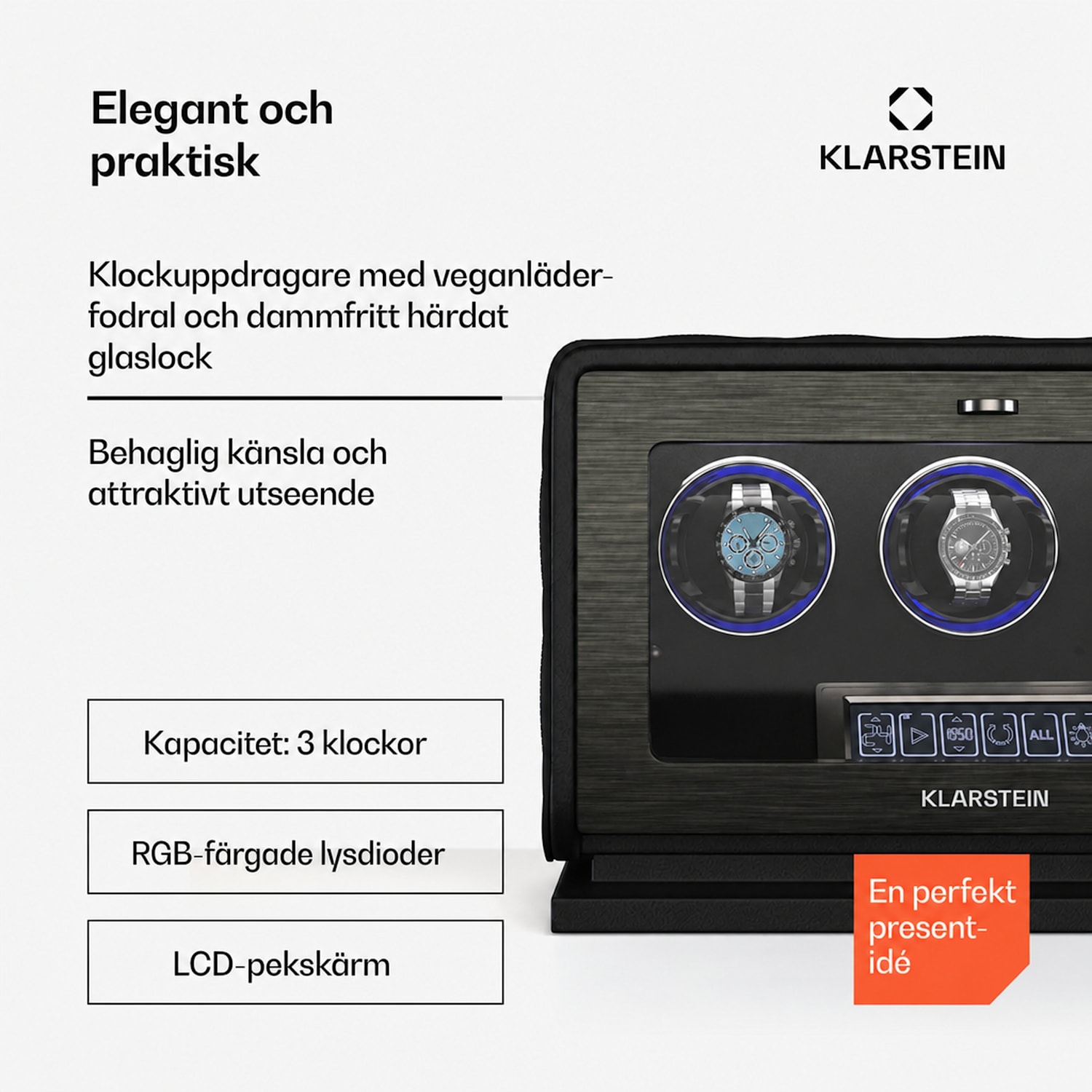 LuminousTime klockuppdragare | 3 klockor | många inställningar | LED | 10 dB 3 klockor | Svart