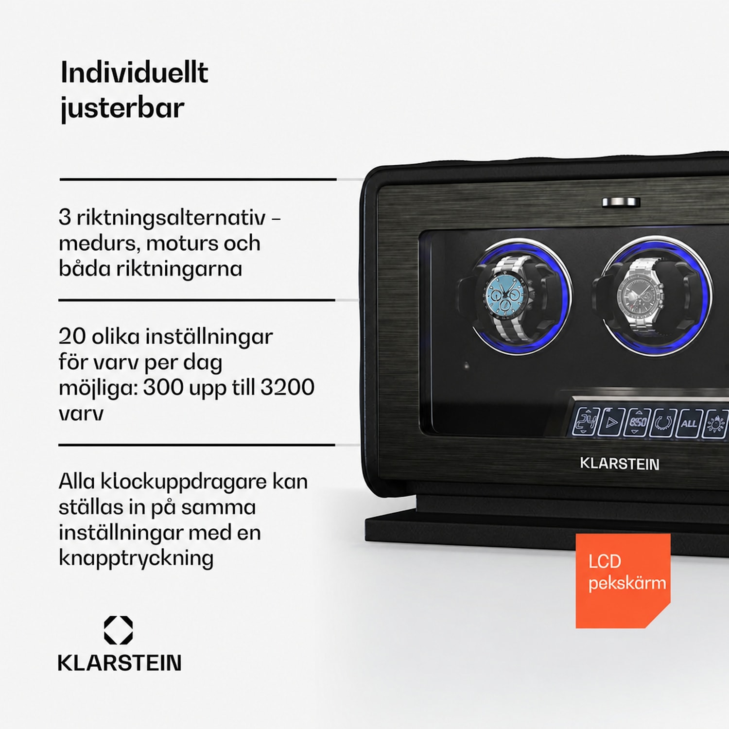 LuminousTime klockuppdragare | 3 klockor | många inställningar | LED | 10 dB 3 klockor | Svart
