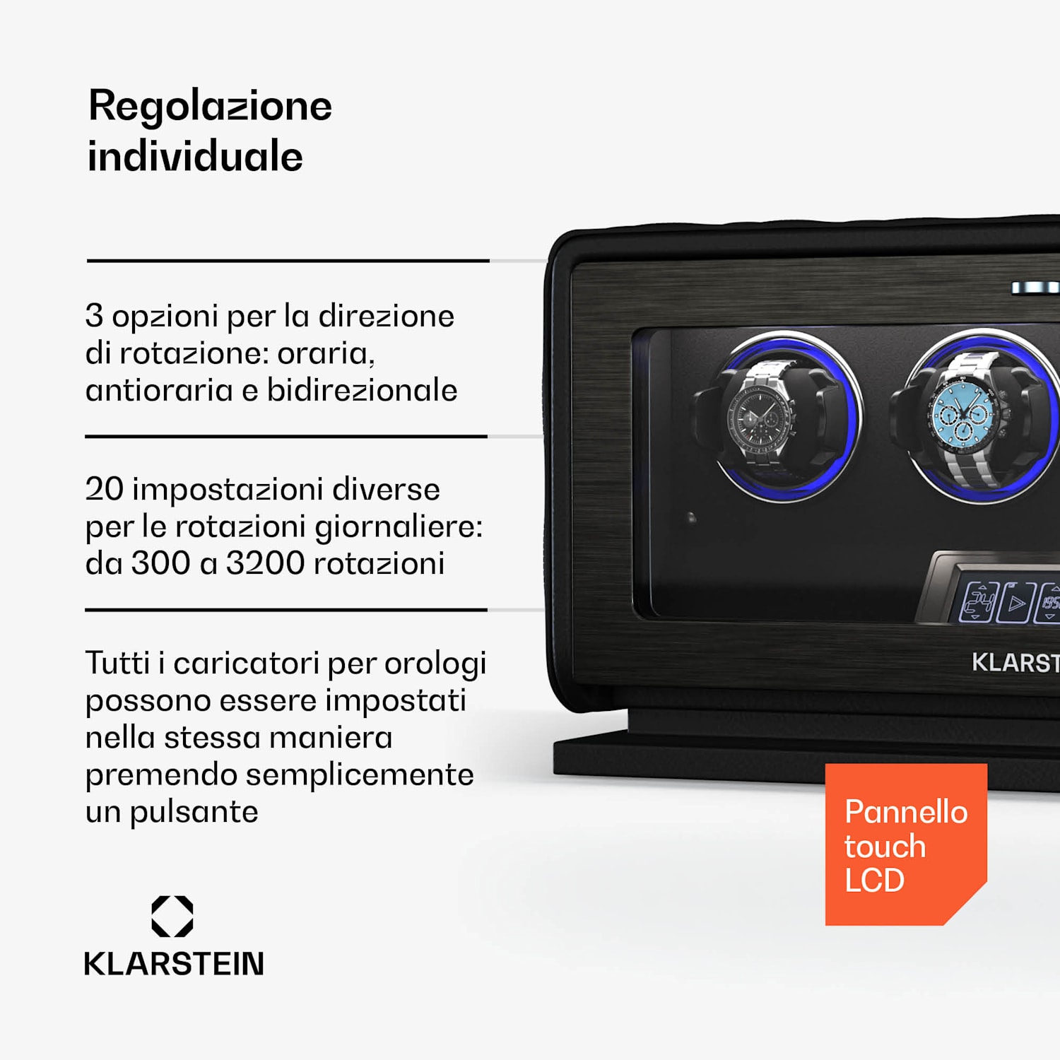 LuminousTime - Caricatore di orologi | 4 orologi | Numerose impostazioni | LED | 10 dB 4 orologi | Nero