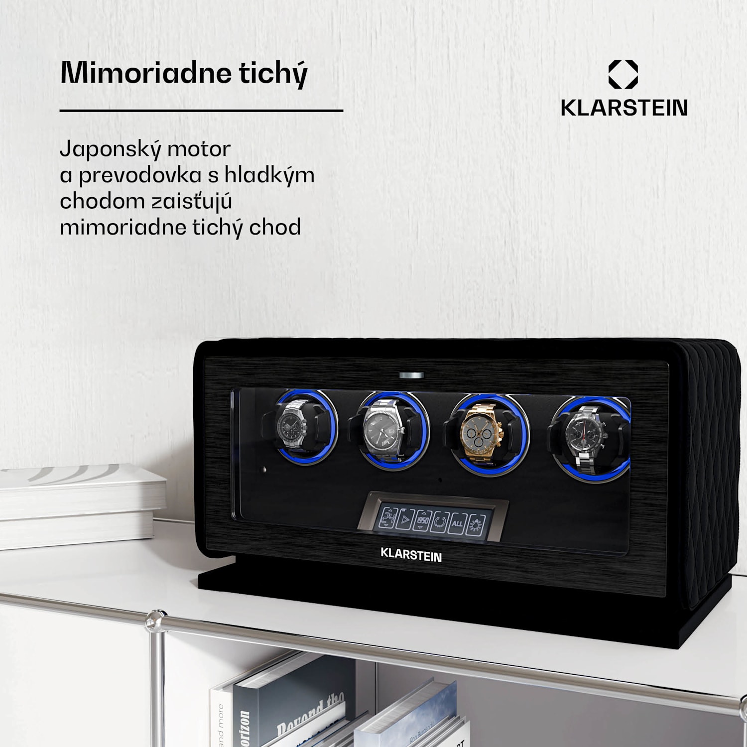 LuminousTime naťahovač hodiniek, 4 hodinky, mnoho nastavení, LED, 10 dB 4 hodinky | Čierna