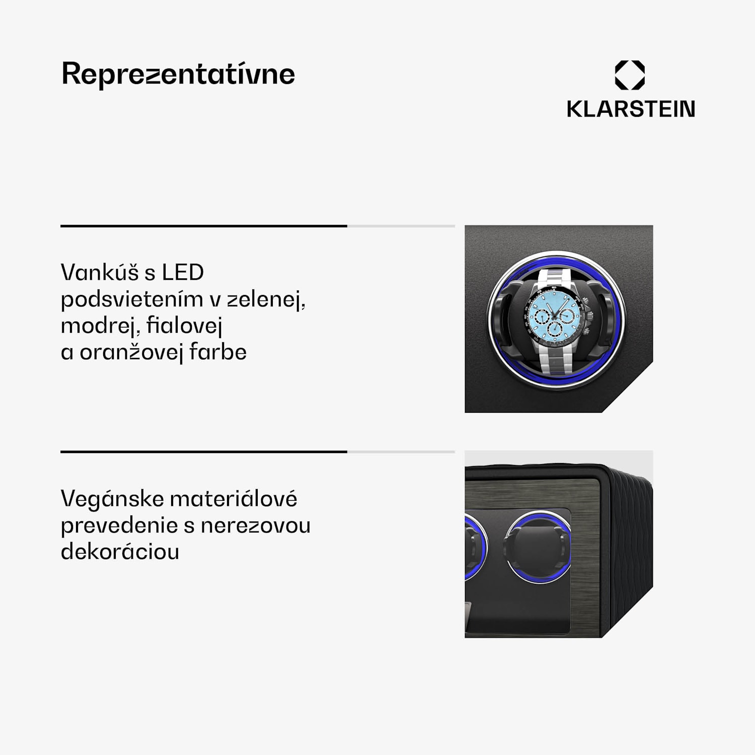 LuminousTime naťahovač hodiniek, 4 hodinky, mnoho nastavení, LED, 10 dB 4 hodinky | Čierna