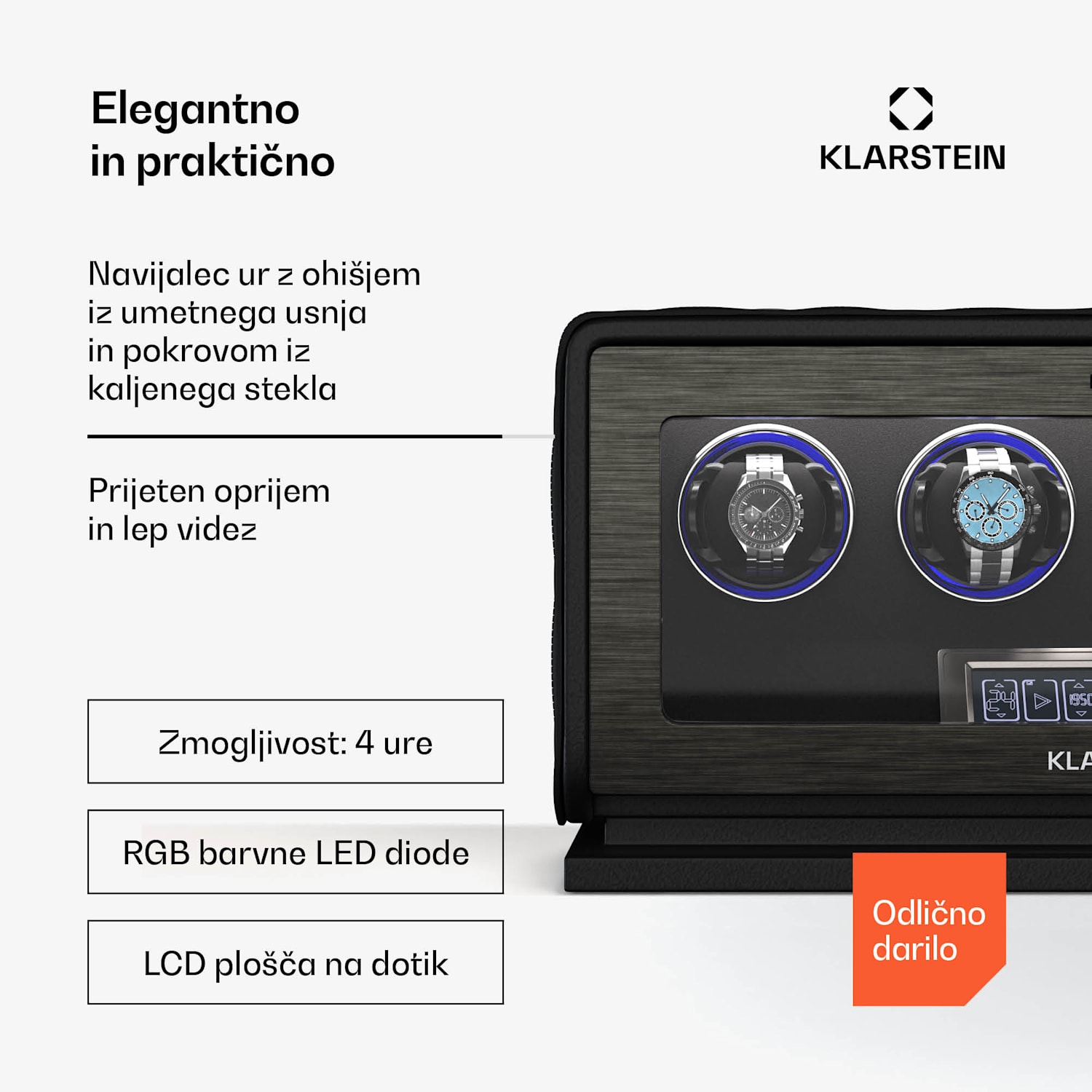 LuminousTime navijalnik za ure, 4 ure, številne nastavitve, LED, 10 dB 4 watches | Črna