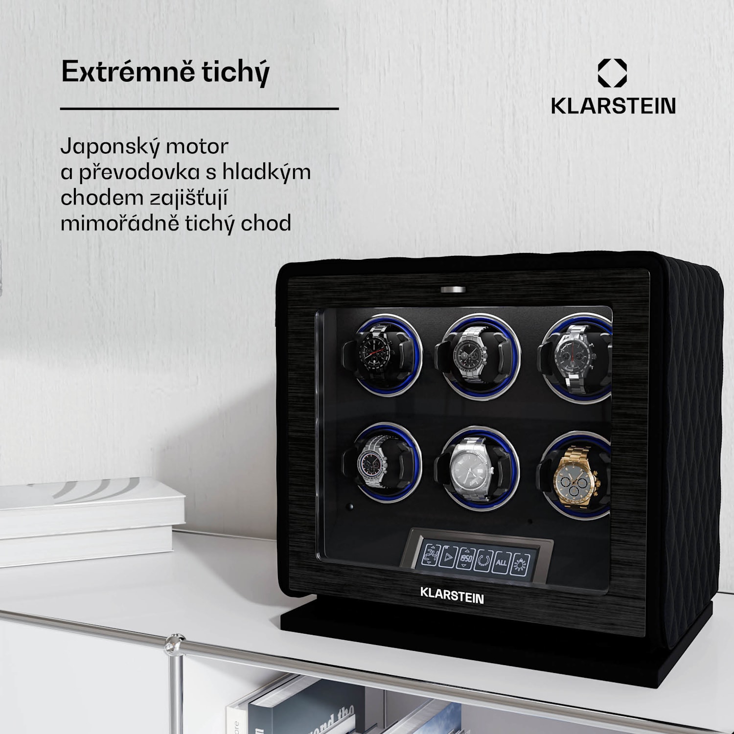 LuminousTime natahovač hodinek, 6 hodinek, mnoho nastavení, LED, 10 dB 6 hodinek | Černá