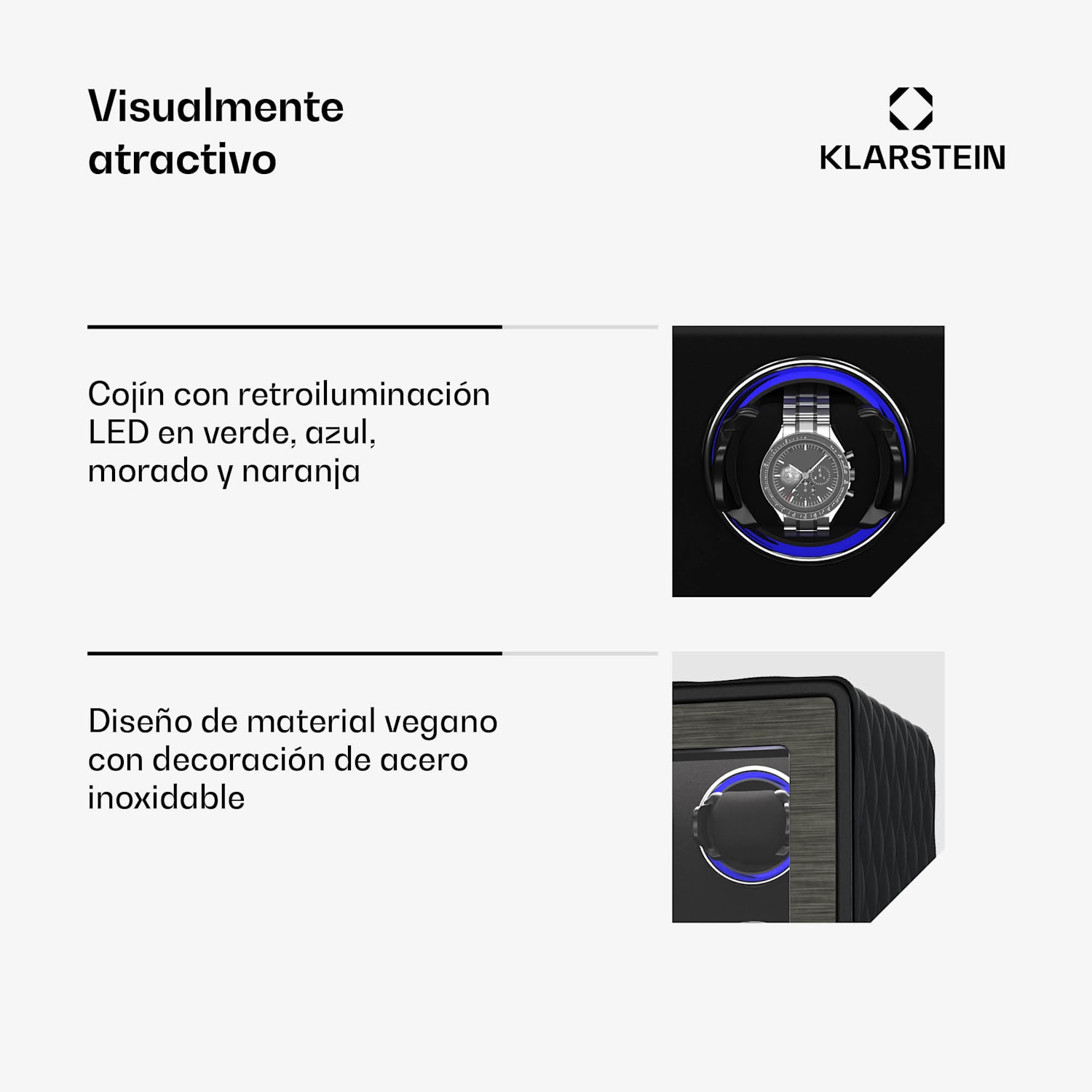 LuminousTime watch winder | 6 relojes | muchos ajustes | LED | 10dB 6 relojes | Negro