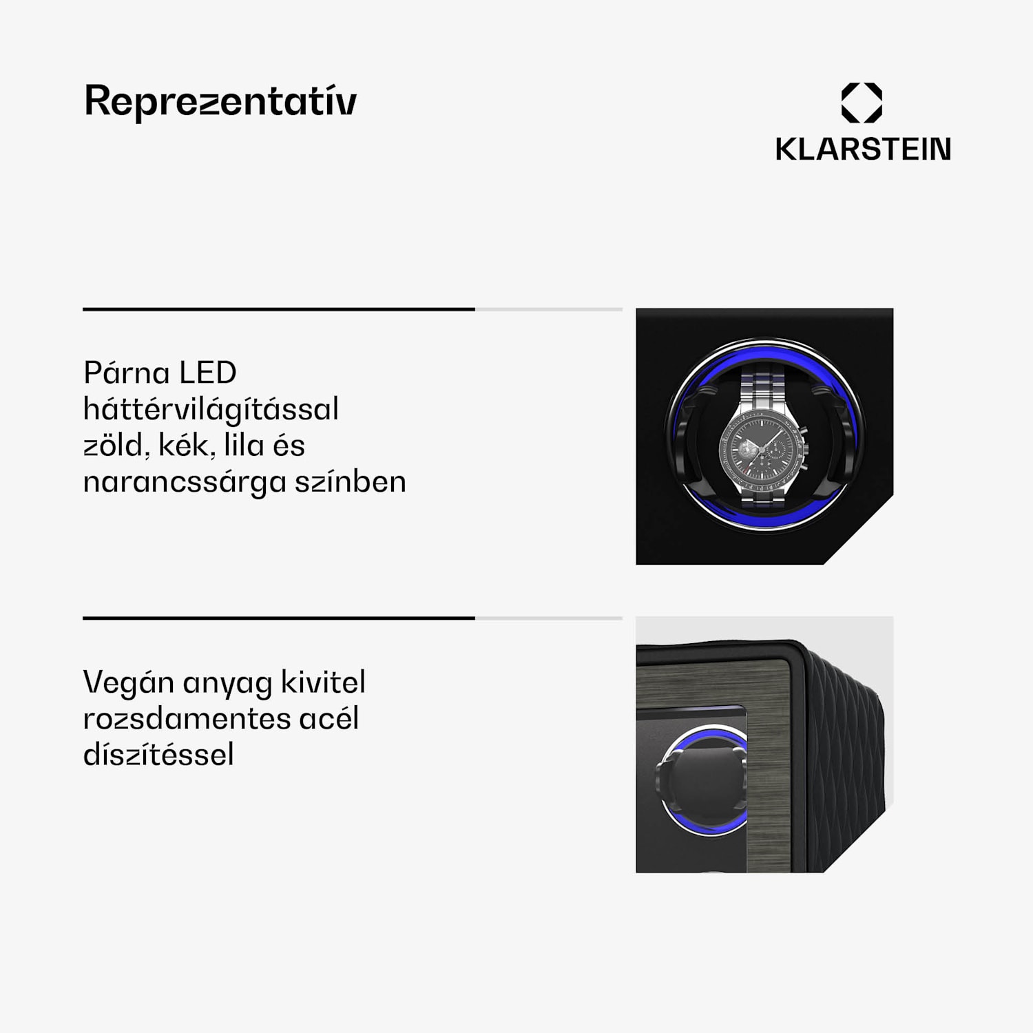 LuminousTime órafelhúzó, 6 óra, sok beállítás, LED, 10 dB 6 watches | Fekete