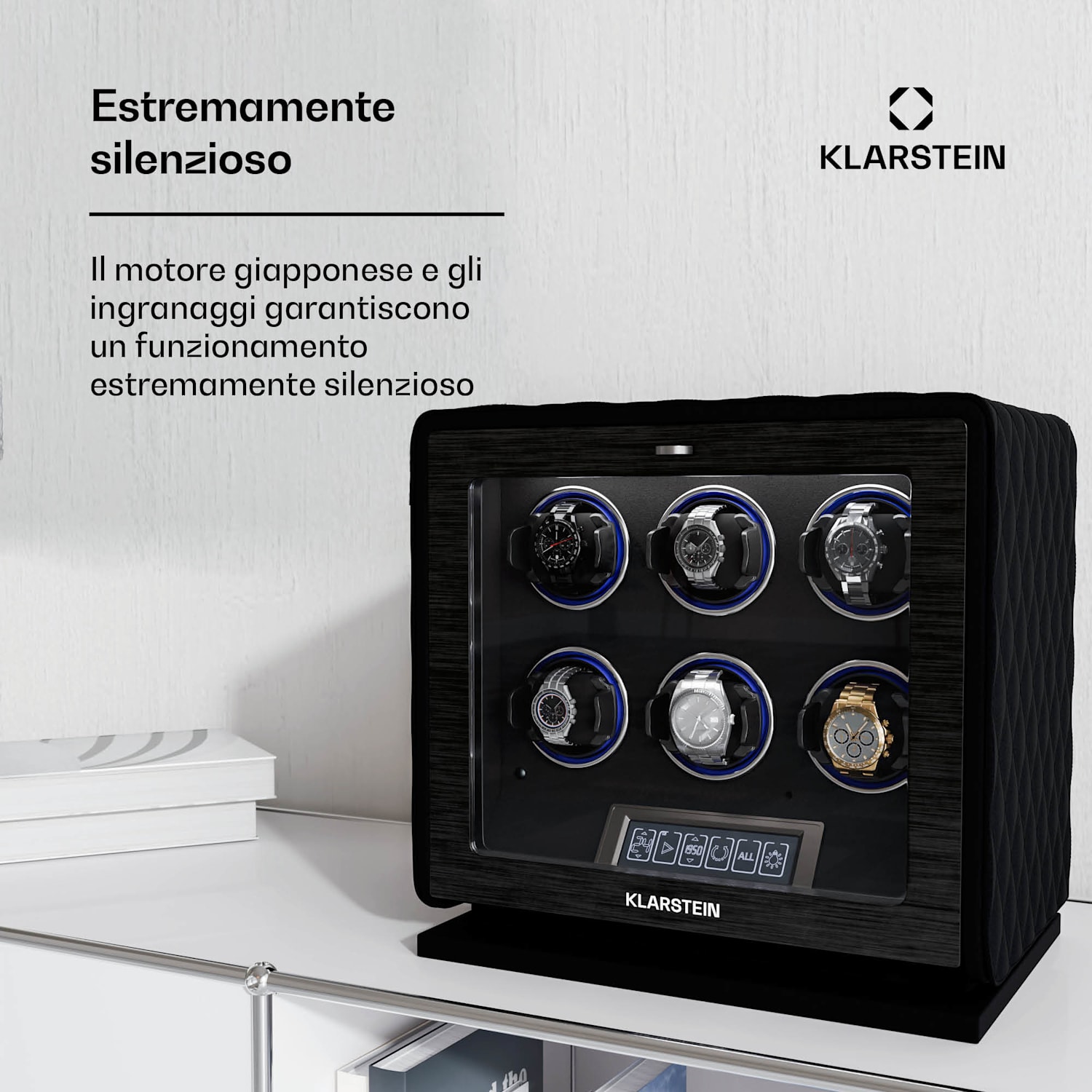 LuminousTime - Caricatore di orologi | 6 orologi | Numerose impostazioni | LED | 10 dB 6 orologi | Nero