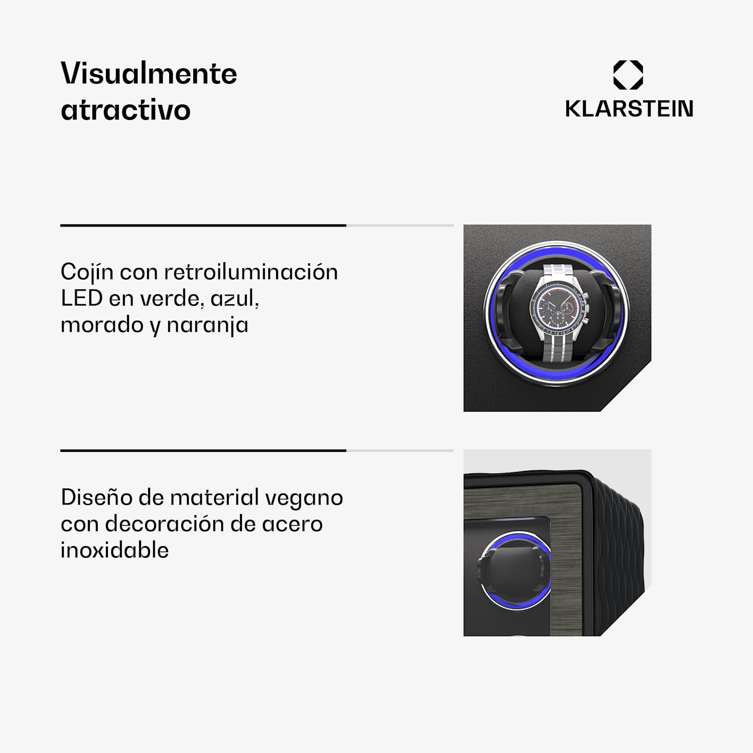 LuminousTime watch winder | 8 relojes | muchos ajustes | LED | 10dB 8 relojes | Negro