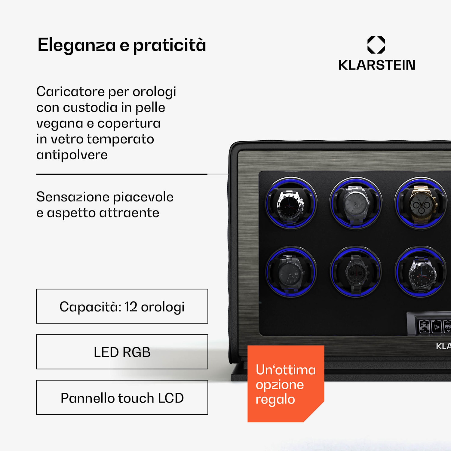 LuminousTime - Caricatore di orologi | 12 orologi | Numerose impostazioni | LED | 10 dB 