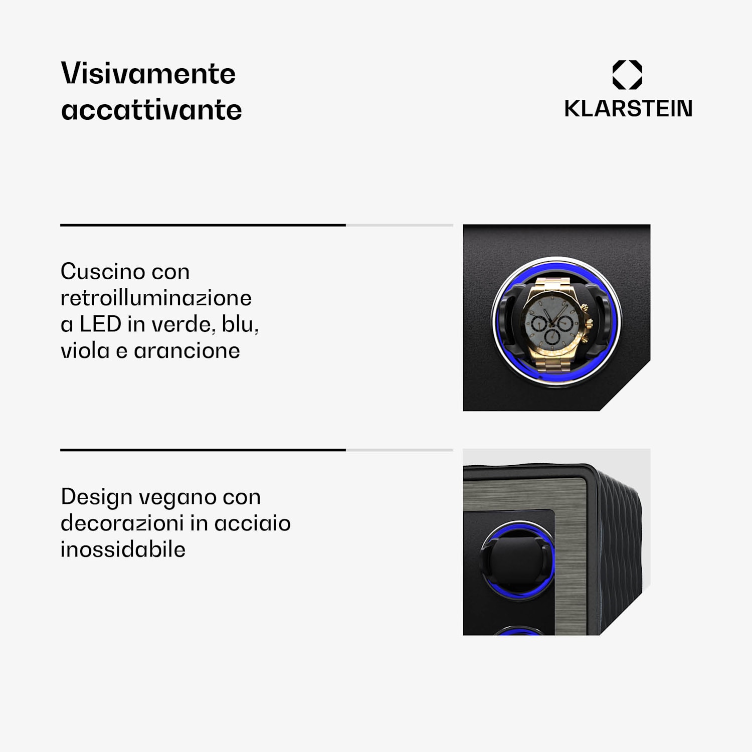 LuminousTime - Caricatore di orologi | 12 orologi | Numerose impostazioni | LED | 10 dB 