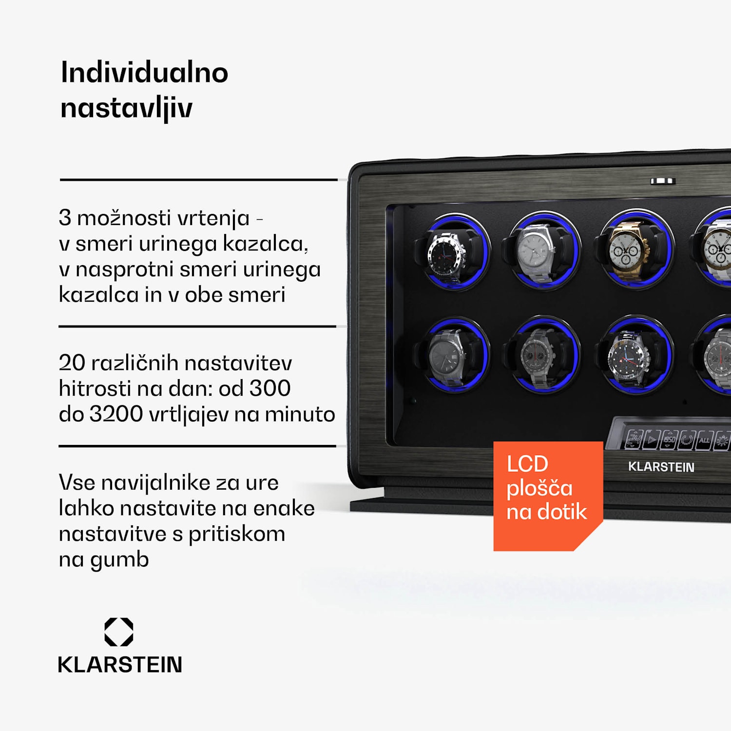 LuminousTime navijalnik za ure, 12 ur, številne nastavitve, LED, 10 dB 12 ur | Črna