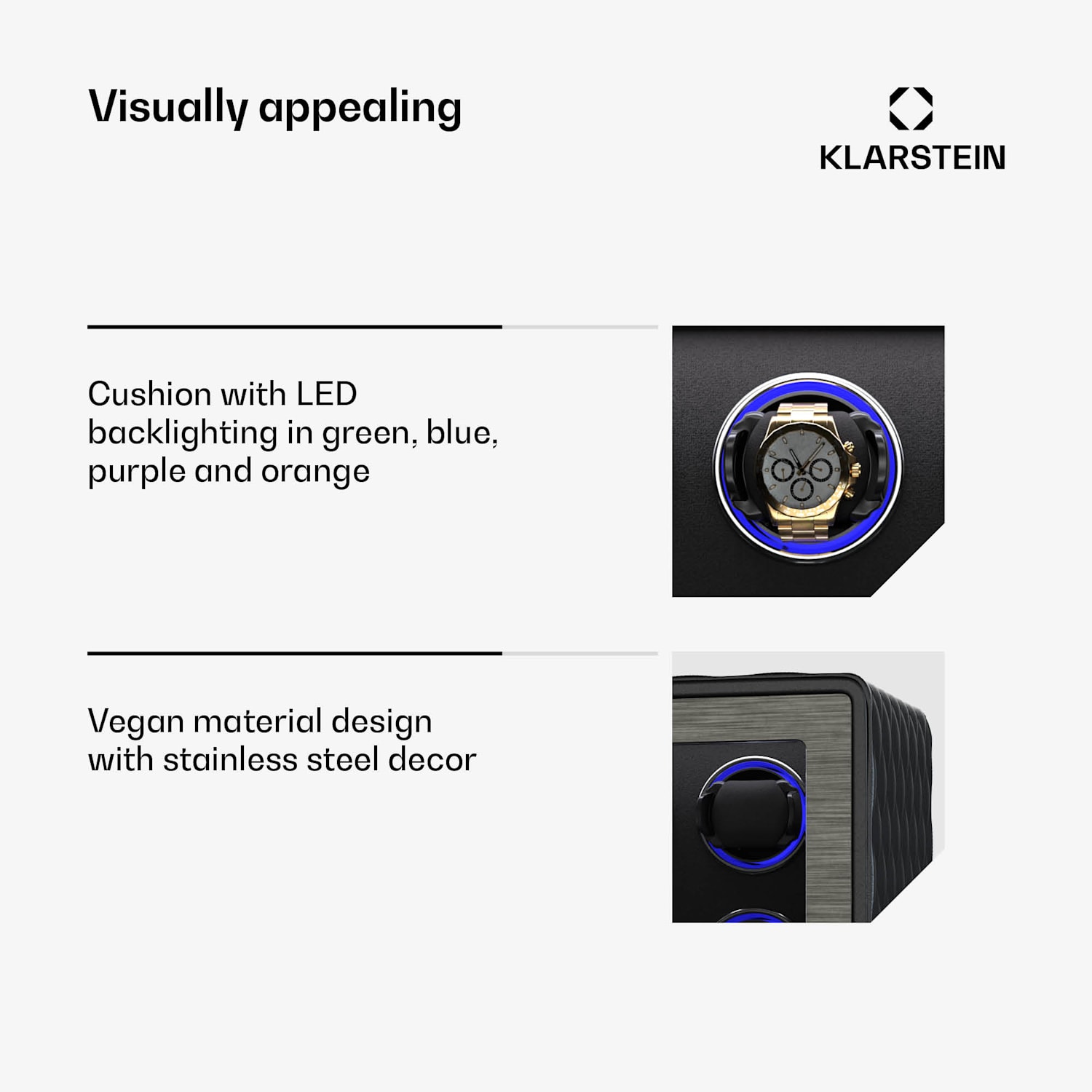 LuminousTime-kellonpyöritin | 12 kelloa | useita asetuksia | LED | 10 dB 12 kellot | Musta