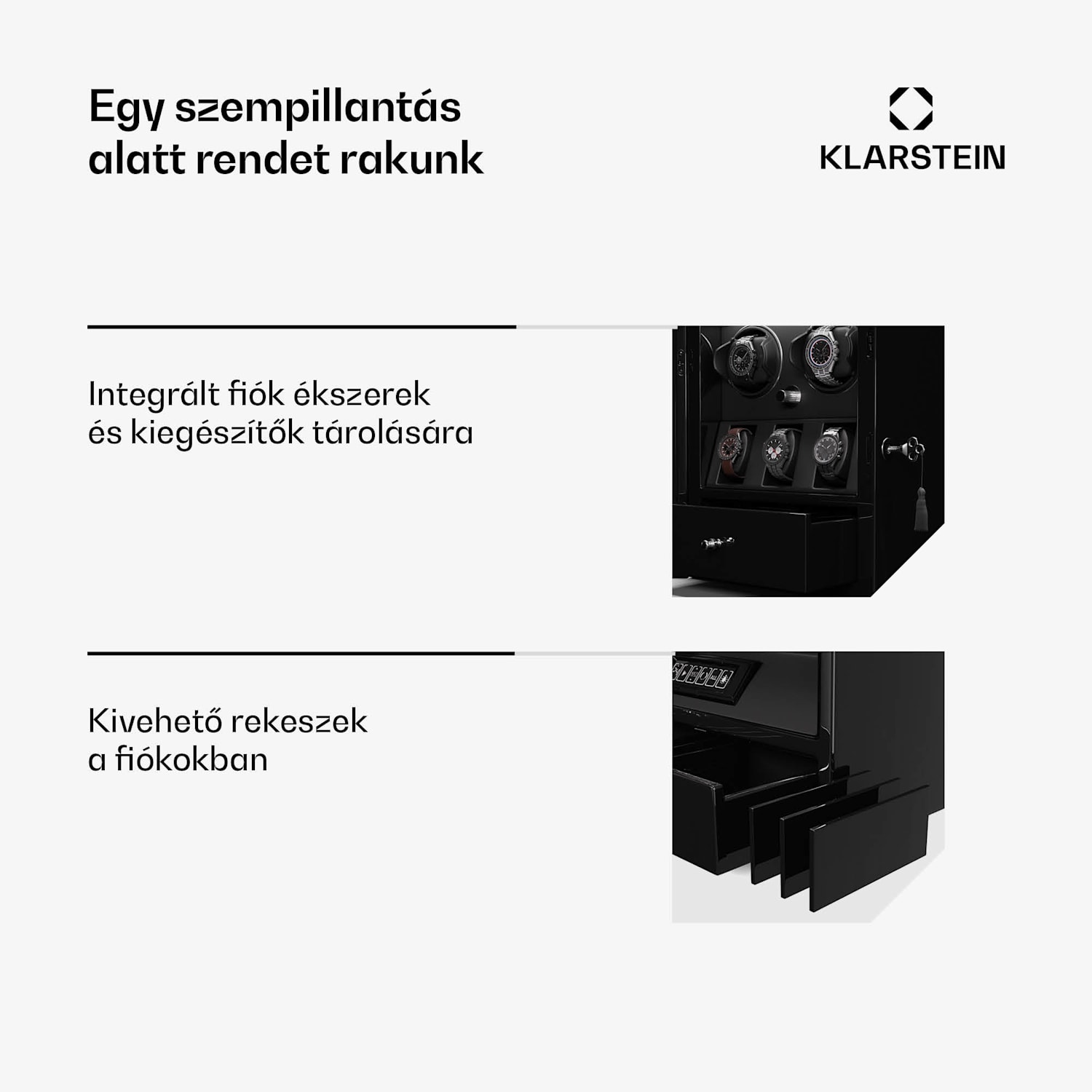 ChronoVault óratekercselő, 2+3 óra, vegán, magas fényű, 4 üzemmód, Mabuchi motor, LED, aljzat