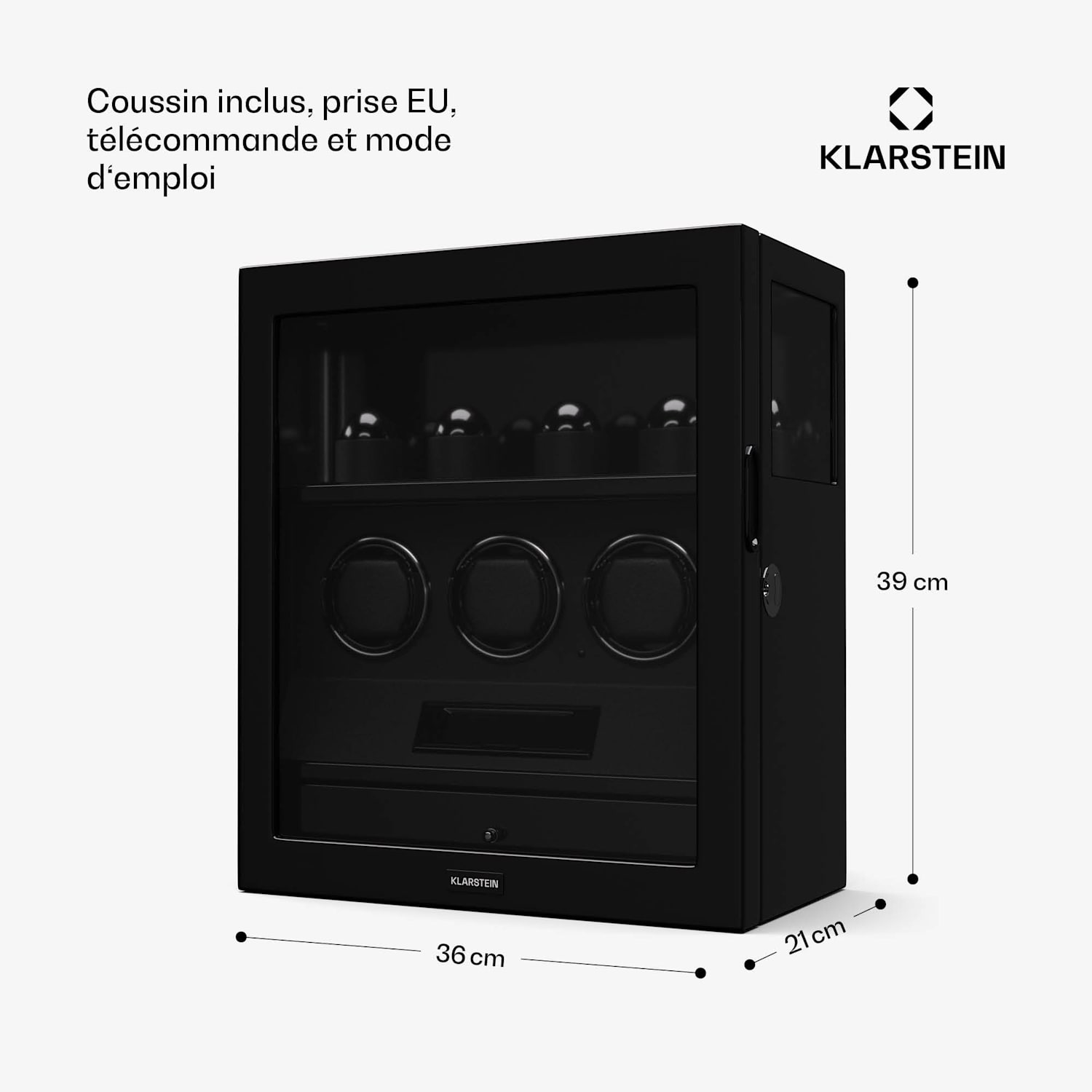 SecureTouch watchwinder | 3+4 horloges | Mabuchi motor | pianolak | 41 modi | slot | leds 3 automatisch, 4 mechanisch | Zwart