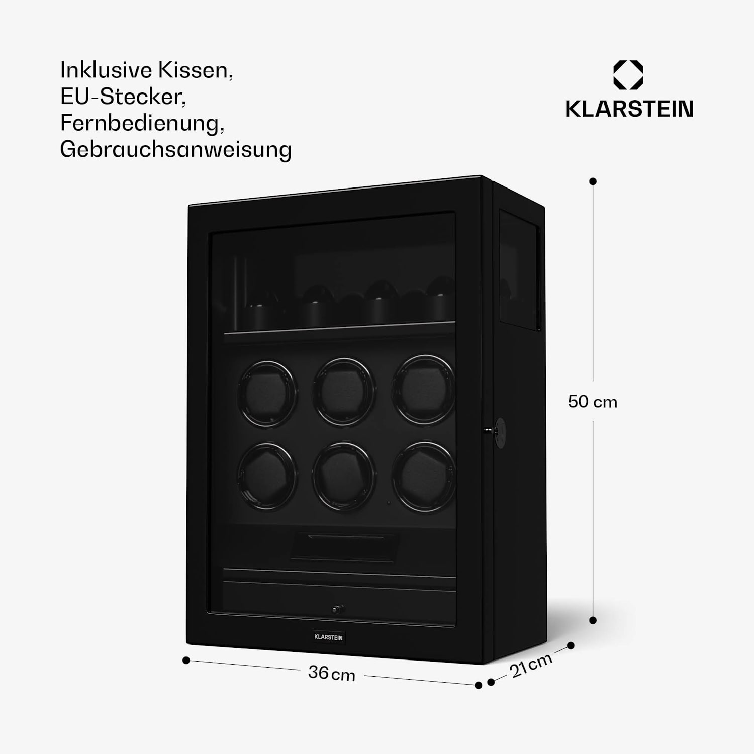 SecureTouch Uhrenbeweger | 6+4 Uhren | Mabuchi Motor | Klavierlack | 41 Modi | Schloss | LEDs 6 automatisch, 4 mechanisch | Schwarz