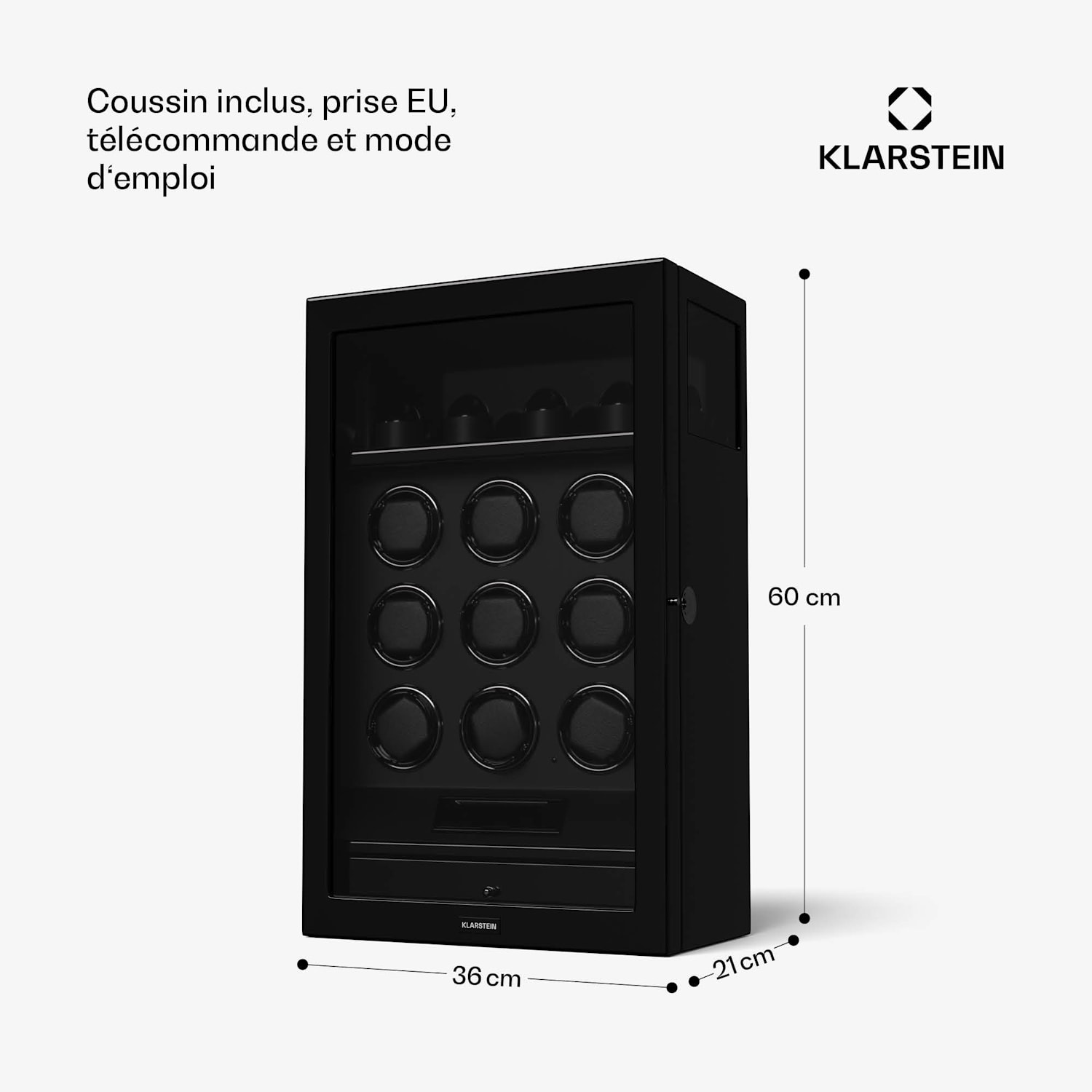SecureTouch watchwinder | 9+4 horloges | Mabuchi motor | pianolak | 41 modi | slot | leds 9 automatisch, 4 mechanisch | Zwart