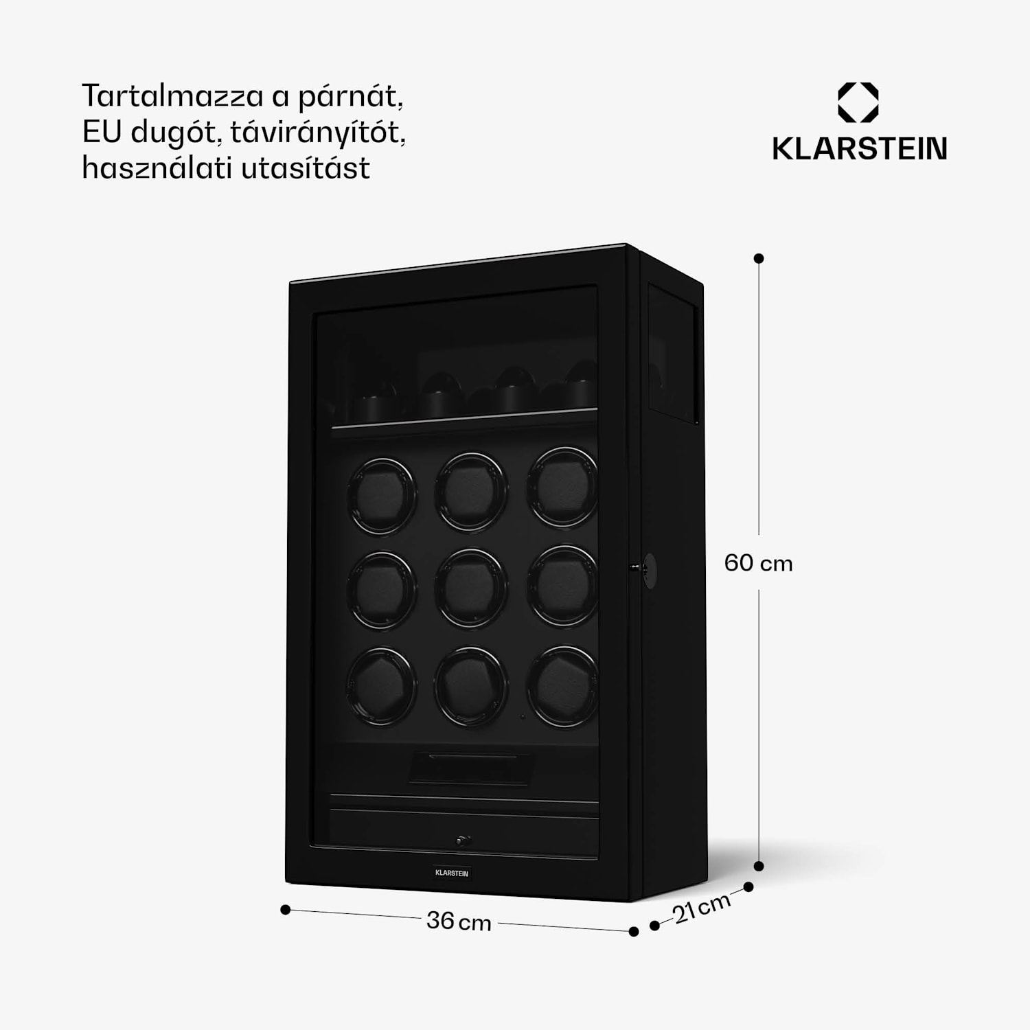 SecureTouch óratekercselő, 9+4 óra, Mabuchi motor, zongoralakk, 41 üzemmód, zár, LED-ek 9 automata, 4 szerelő | Fekete