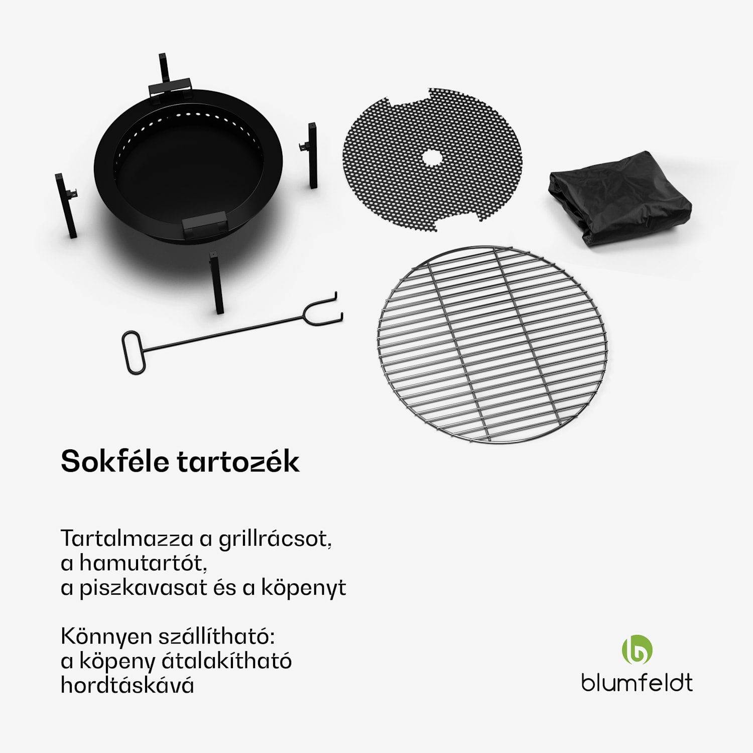 Ignite Pure tűzhely, alacsony füstölés, grillrács, rozsdamentes acél, hordozható, esővédő fedél, fogantyúk Ezüst