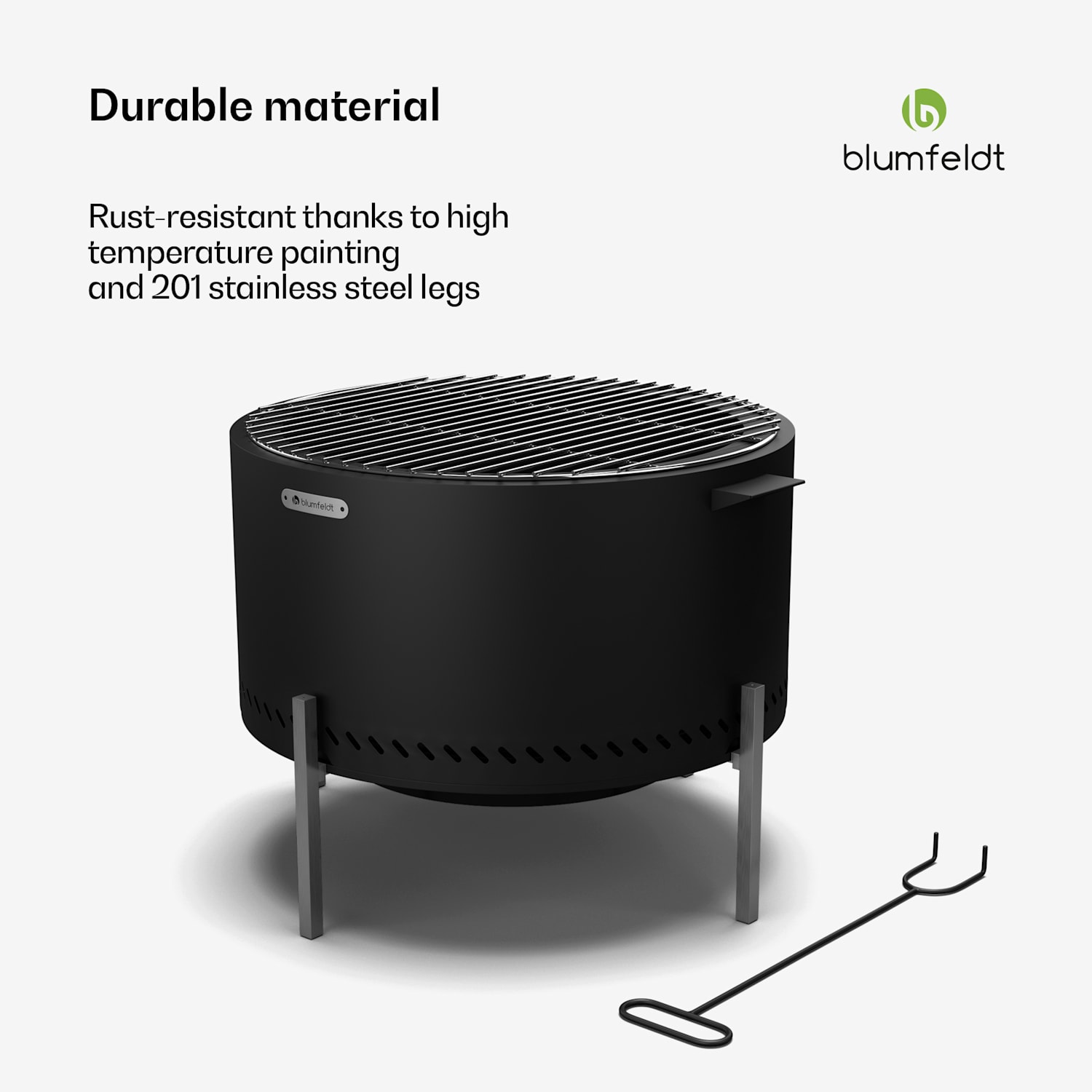 Ignite Pure vuurschaal | weinig rook | grillrooster | roestvrij staal | draagbaar | regenhoes | handgrepen Zwart