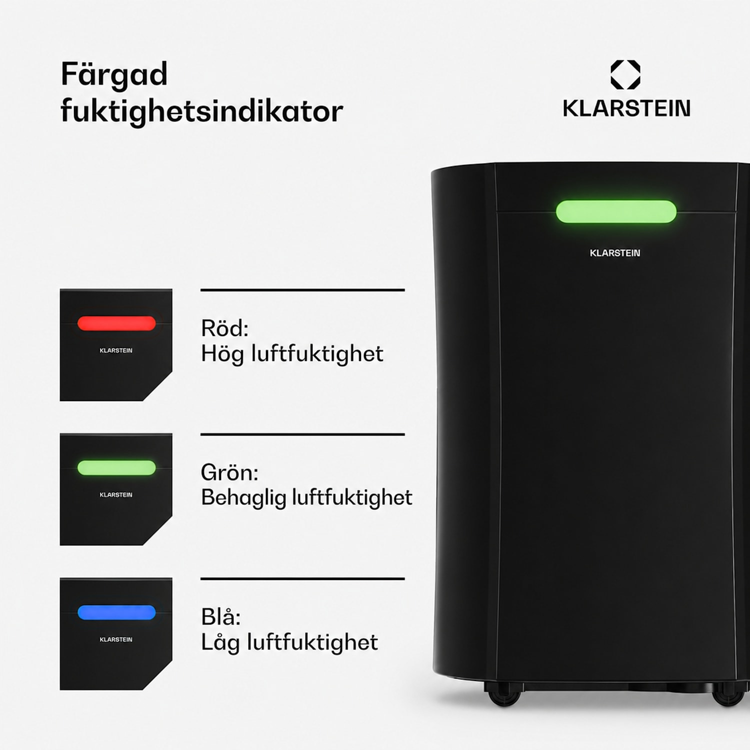 AeroDry 10 avfuktare | 165 W effekt |10 liter/dag | 135 m³/h | för upp till 15 m² | DrySelect-funktion 10 L / 24 h | Svart | Nej