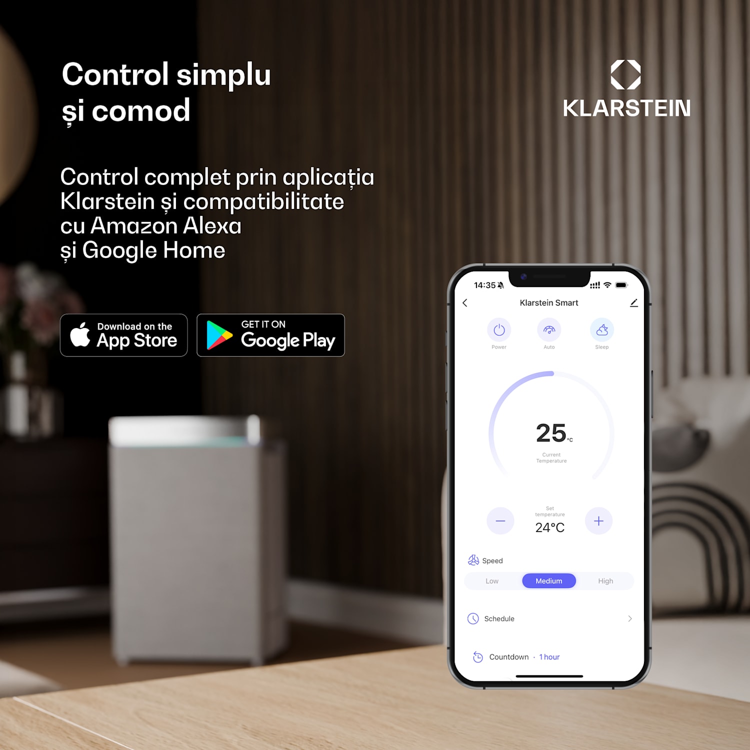 AeroDry Smart 12 dezumidificator, 12 l/zi, 30 m², senzor de umiditate, app control, 135 m³/h 12L/24h | Alb | Da