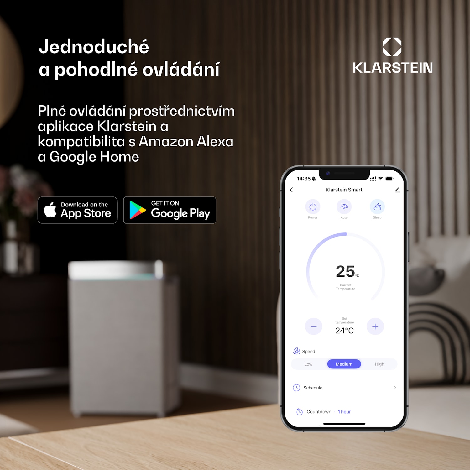 AeroDry Smart 12 odvlhčovač vzduchu, 12 l/den, 25-30 m², senzor vlhkosti, ovládání pomocí aplikace, 135 m³/h 