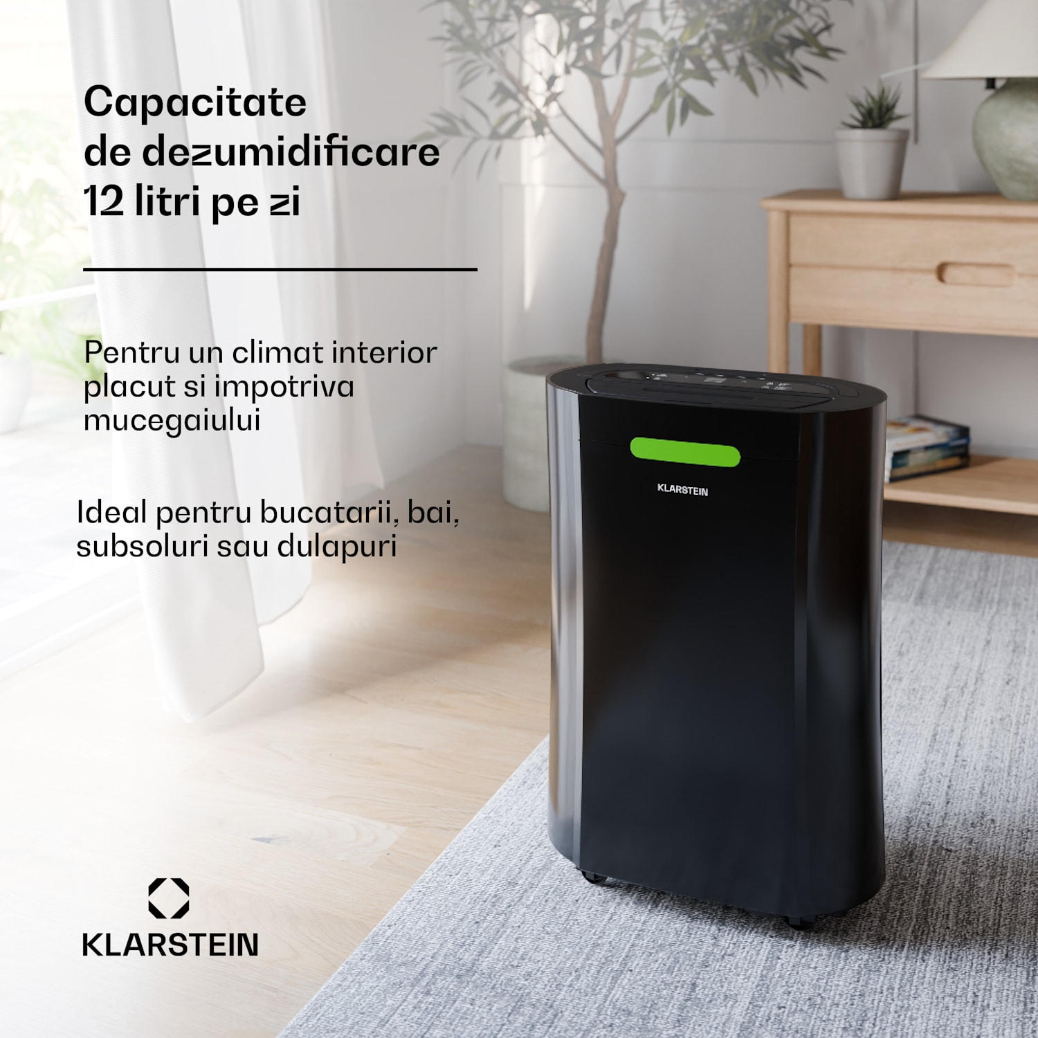 AeroDry Smart 12 dezumidificator, 12 l/zi, 18 m², senzor de umiditate, app control, 135 m³/h 