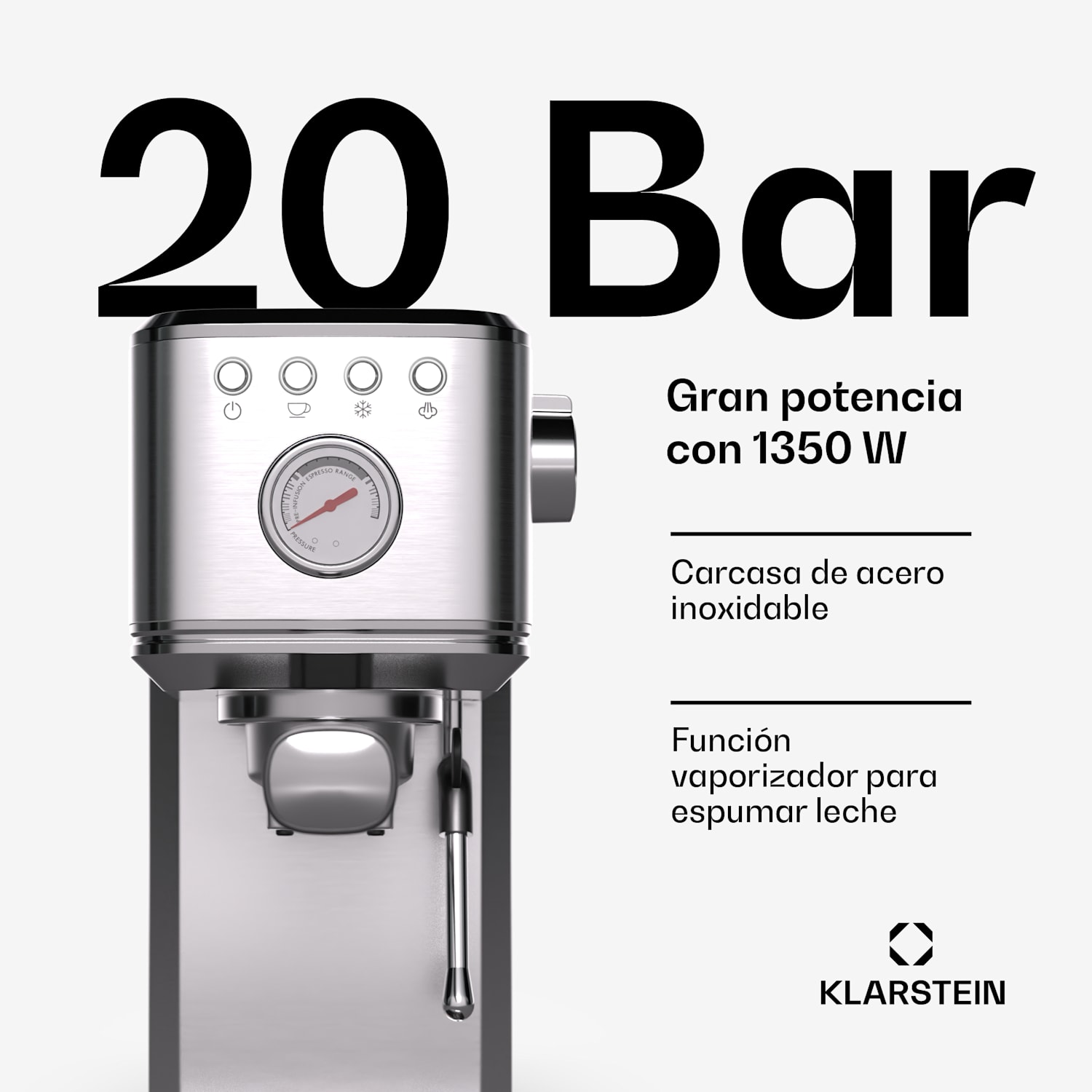 SteelPresso Slim Espressomaschine | Siebträger | inkl. Zubehör Slim | Acero Inoxidable