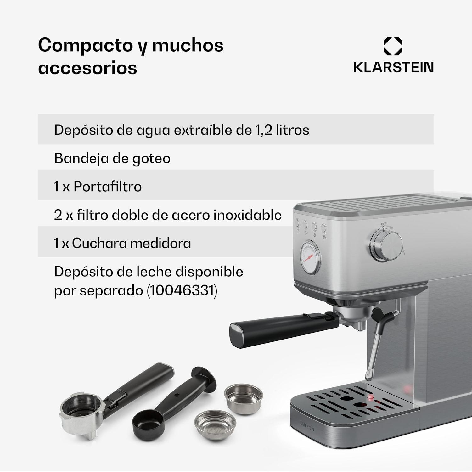 SteelPresso Slim Espressomaschine | Siebträger | inkl. Zubehör Slim | Acero Inoxidable