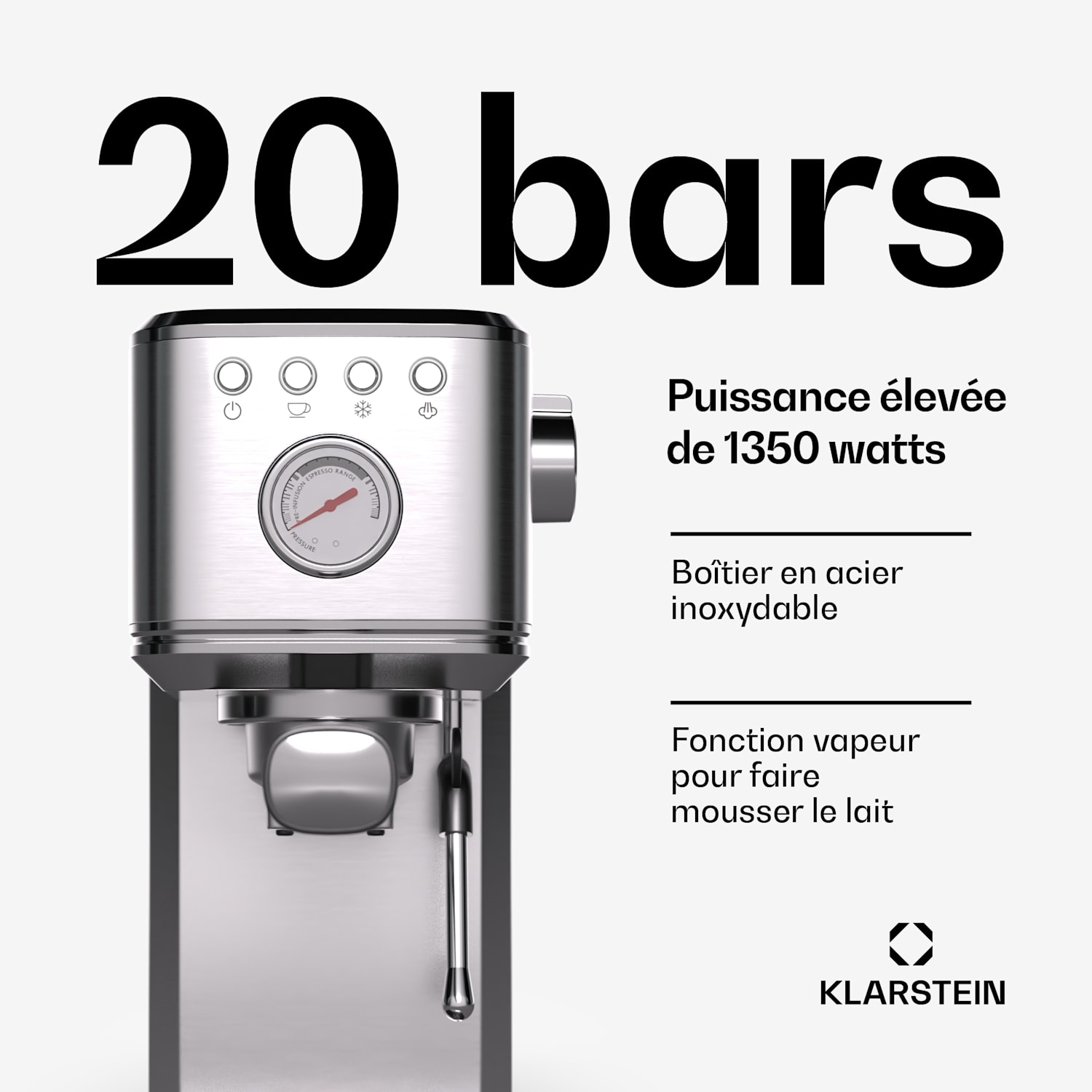 SteelPresso Slim espressomachine | portafilter | incl. accessoires Slim | Roestvrij Staal