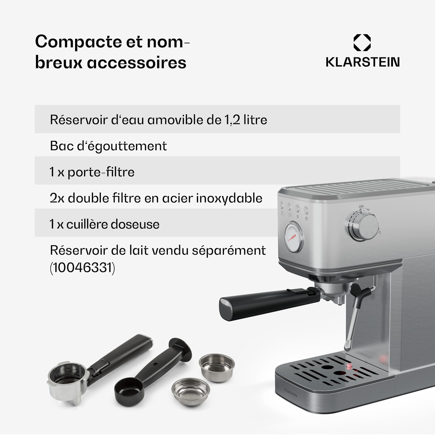 SteelPresso Slim espressomachine | portafilter | incl. accessoires Slim | Roestvrij Staal