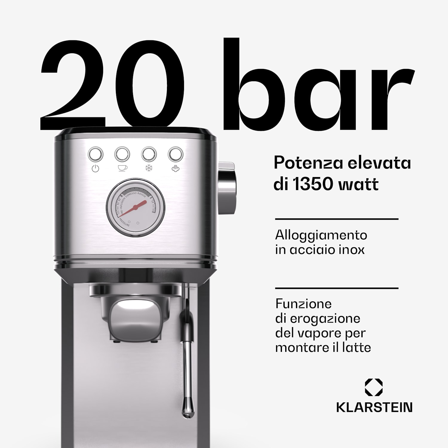 SteelPresso Slim Espressomaschine | Siebträger | inkl. Zubehör Slim | Acciaio inox