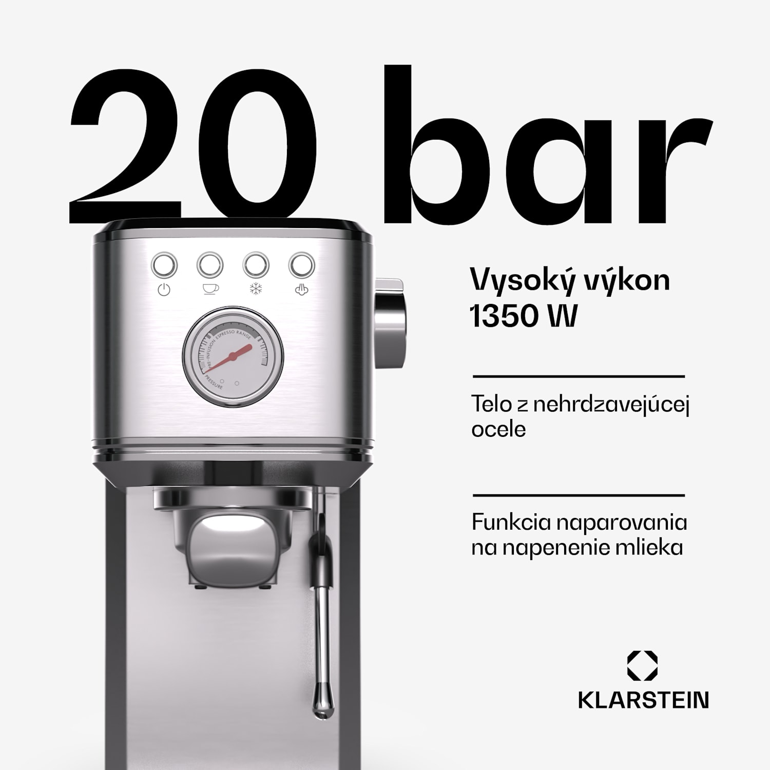 SteelPresso Slim kávovar, portafilter, vrátane príslušenstva Slim | Nehrdzavejúca oceľ