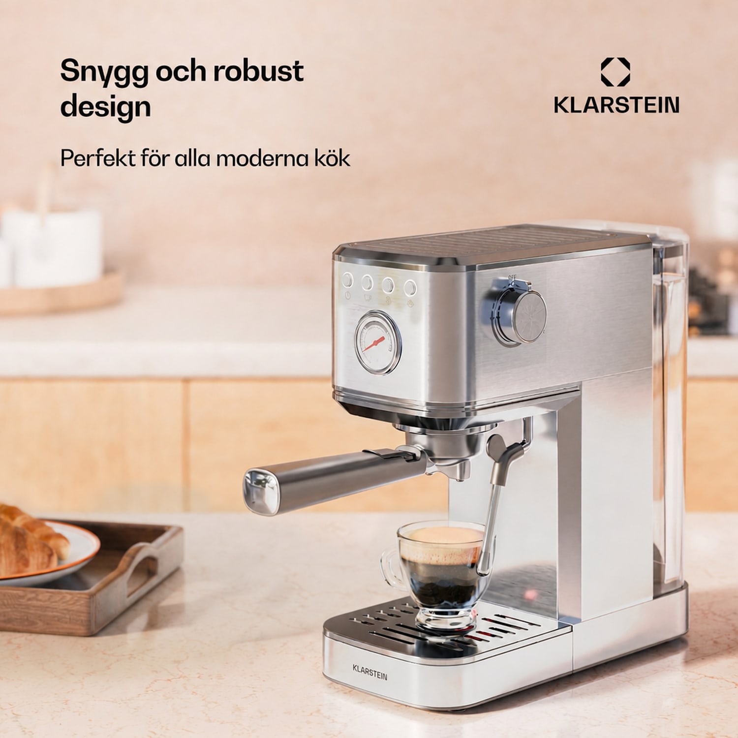 SteelPresso Slim espressomaskin | med portafilter | inkl. tillbehör Slim | Rostfritt Stål