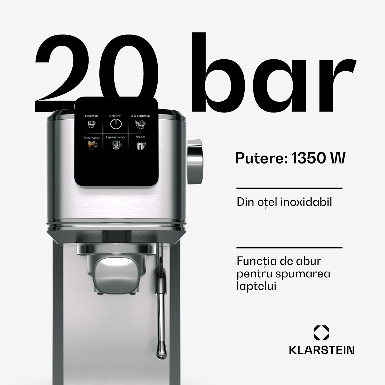 SteelPresso Slim Touch filtru de cafea, portafilter, touchscreen Slim Touch | Oțel inoxidabil