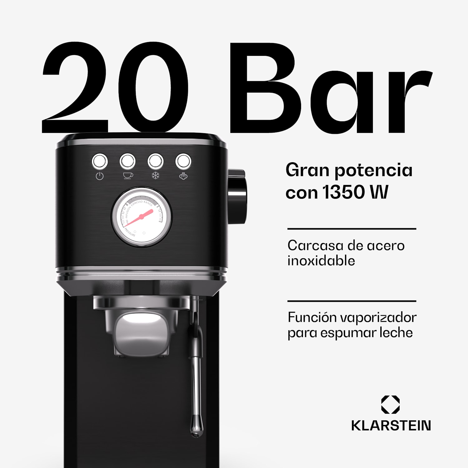 SteelPresso Slim Espressomaschine | Siebträger | inkl. Zubehör Slim | Negro