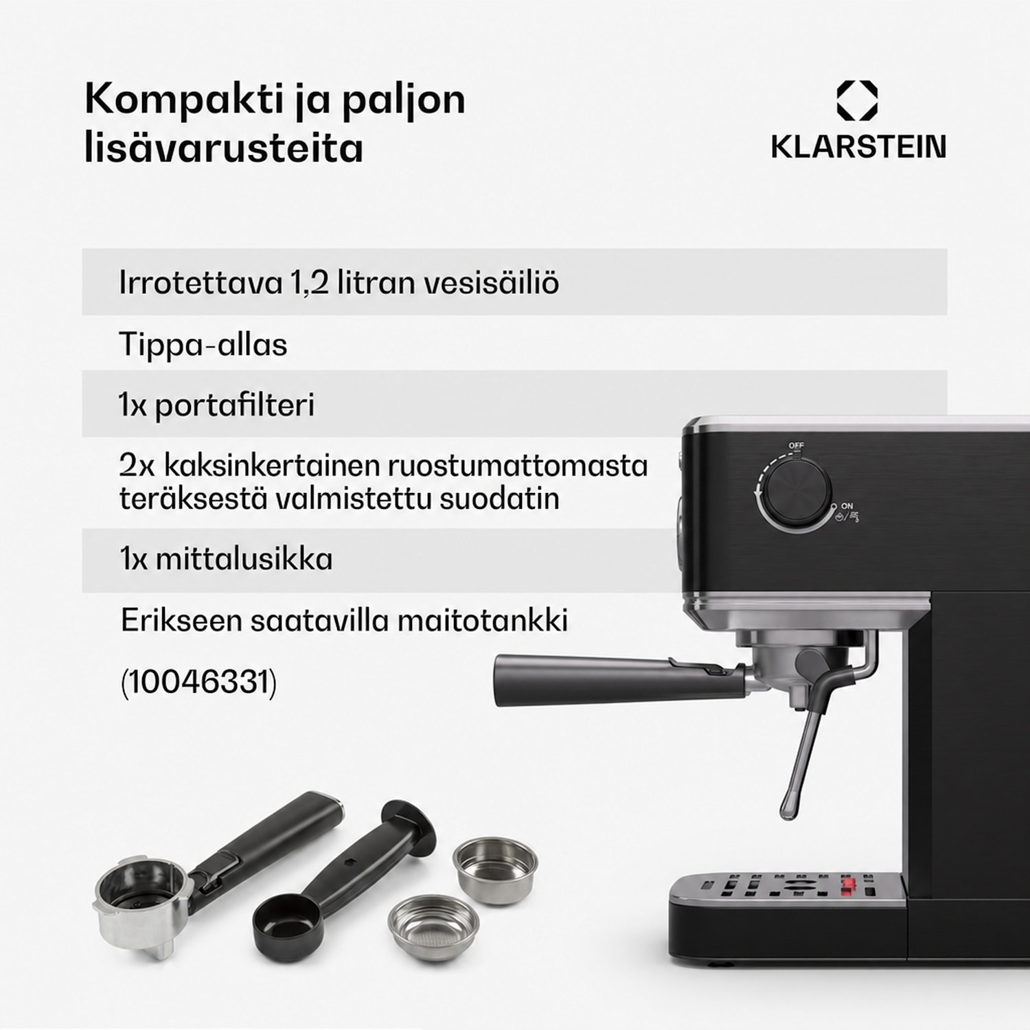 SteelPresso Slim -espressokeitin | suodatinkahva | sis. lisävarusteet Slim | Musta