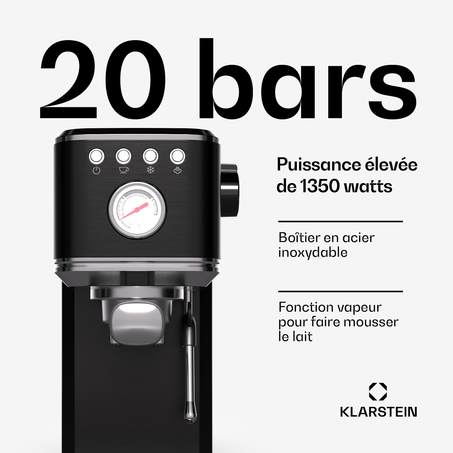 SteelPresso Slim Espressomaschine | Siebträger | inkl. Zubehör Slim | Noir
