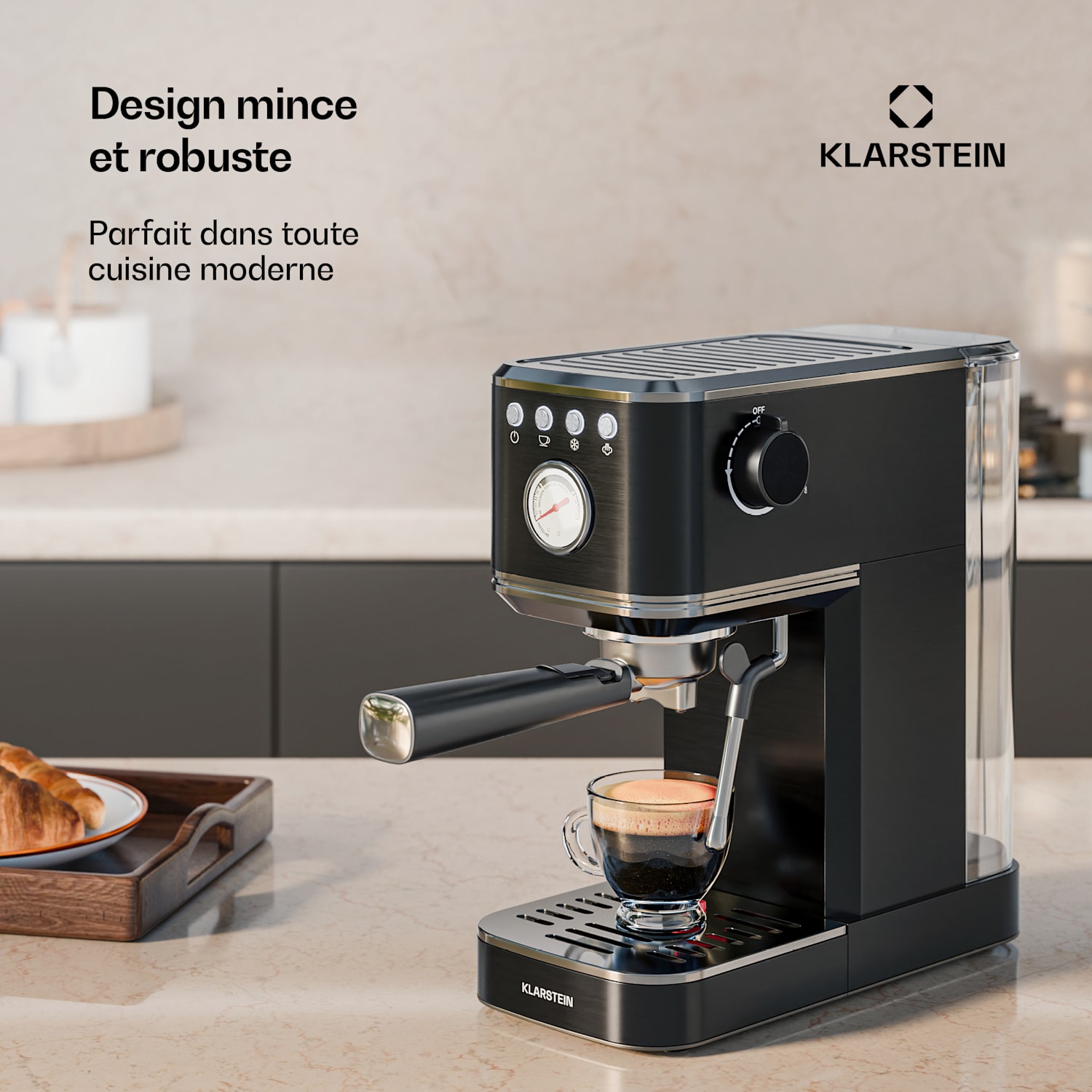 SteelPresso Slim Espressomaschine | Siebträger | inkl. Zubehör Slim | Noir